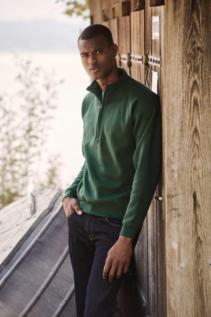 Fruit of the Loom Sweatshirt Premium Zip Neck Raglan Sweat