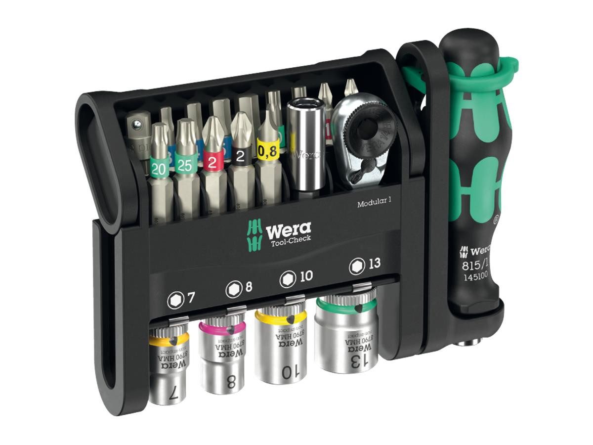 Wera Schraubendreher Wera Tool-Check Modular 1, 21-teilig, (Set), Magnetischer Bithalter, Adapter 870/1, Bitaufnahme 1/4"