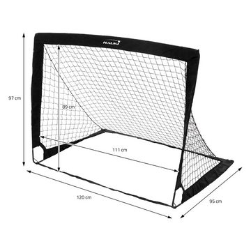 Hauki Fußballtor Training Fußballnetz Pop Up Tore (2er Set), 2er Set 120x95x97 cm Schwarz aus Polyethylen