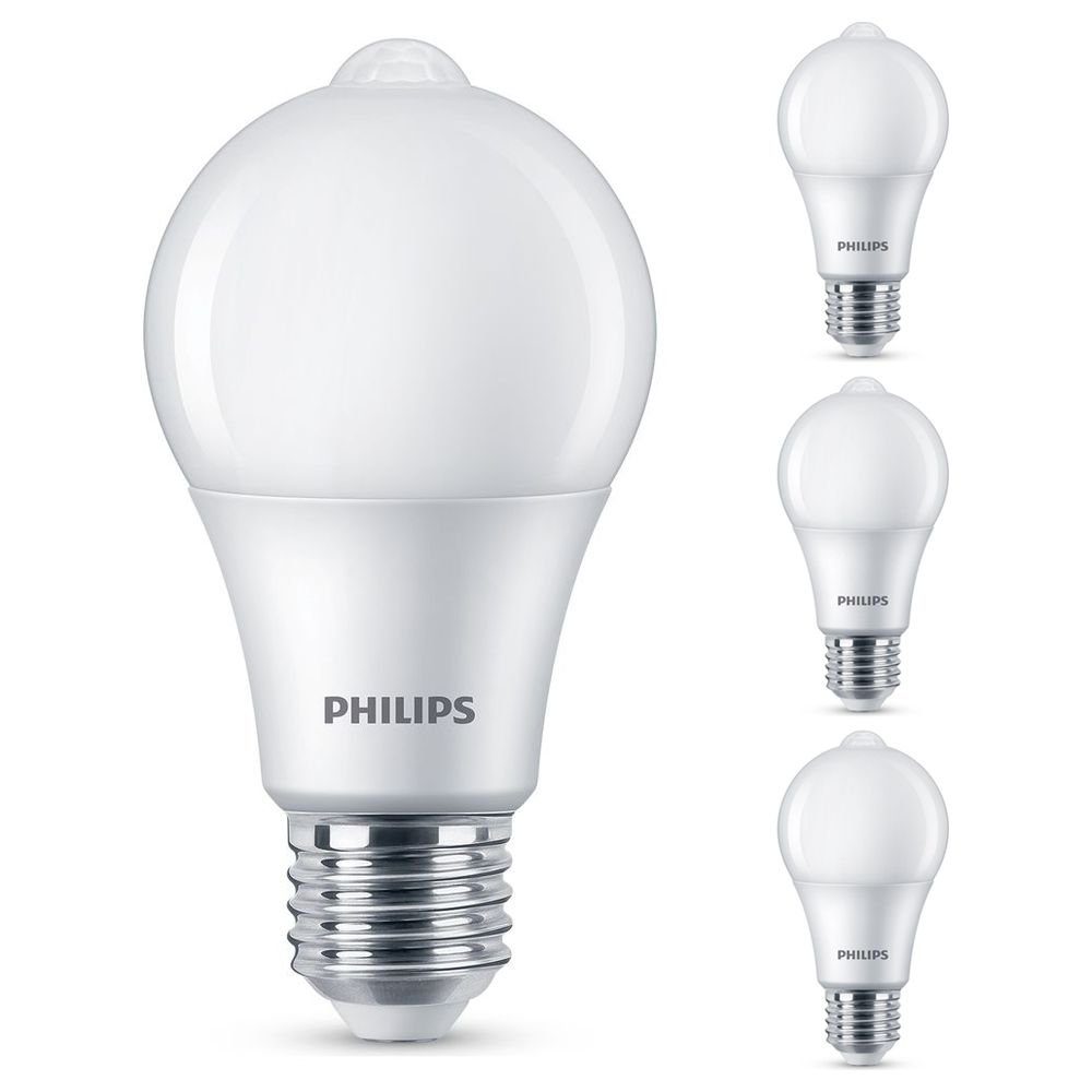 Philips LED-Leuchtmittel LED Lampe mit Bewegunsmelder ersetzt 60W, E27, n.v, warmweiss