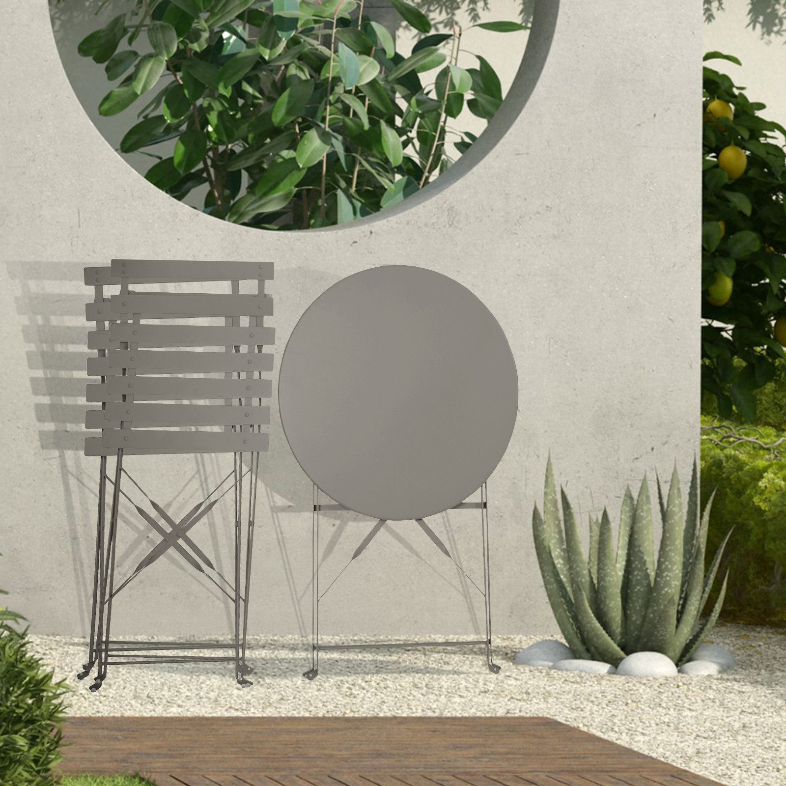 SVITA Balkonset BERLIN, (Set, 3-tlg., Bistro-Set), Tisch mit 2 Stühlen, Klappbar, Pflegeleicht, Witterungsbeständig