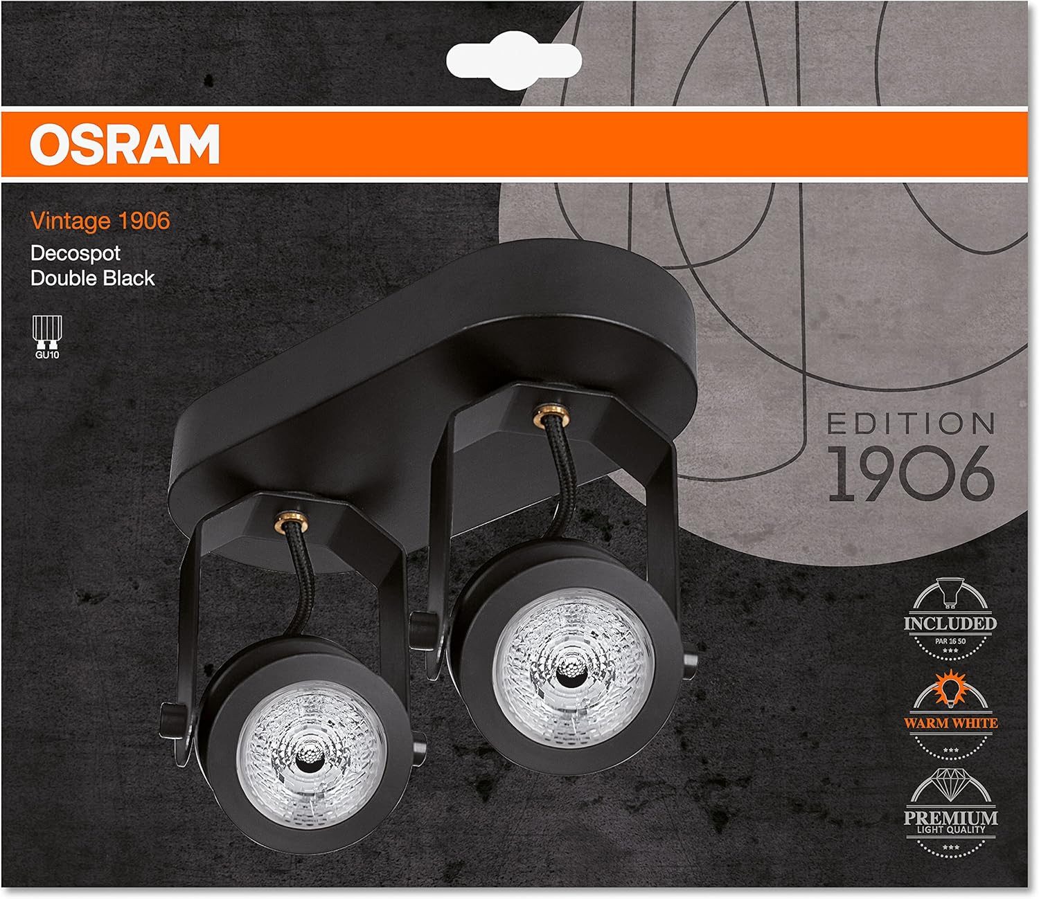 Osram Deckenleuchten Osram Vintage Edition 1906, Decospot Double, Schwarz, Wand- und Decken, Osram Vintage Edition 1906, Decospot Double, Schwarz, Wand- und Decken