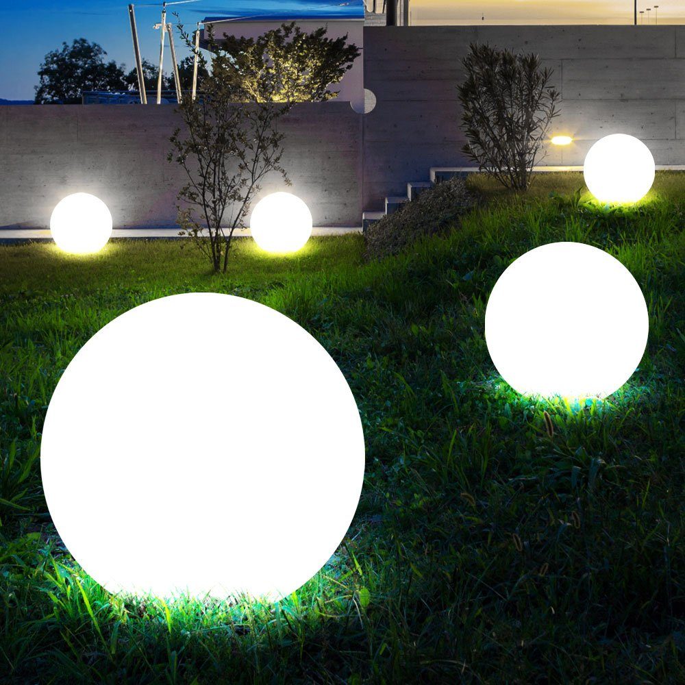 etc-shop Lampen Außen LED Garten Leuchten Set LED verbaut, Gartenleuchte, Solar Kugel fest 4er Beleuchtung LED-Leuchtmittel
