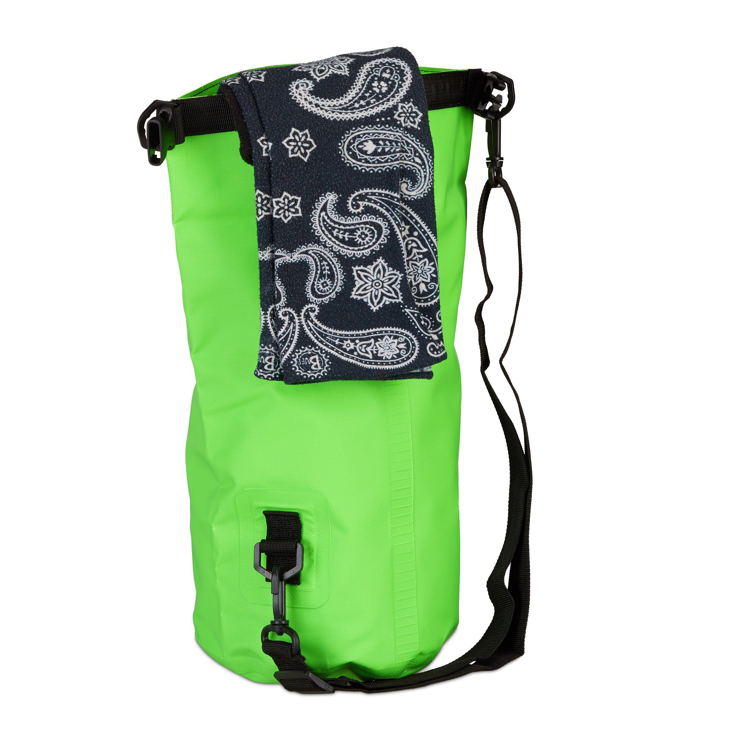 relaxdays Packsack Ocean Pack 5L wasserdicht, grün