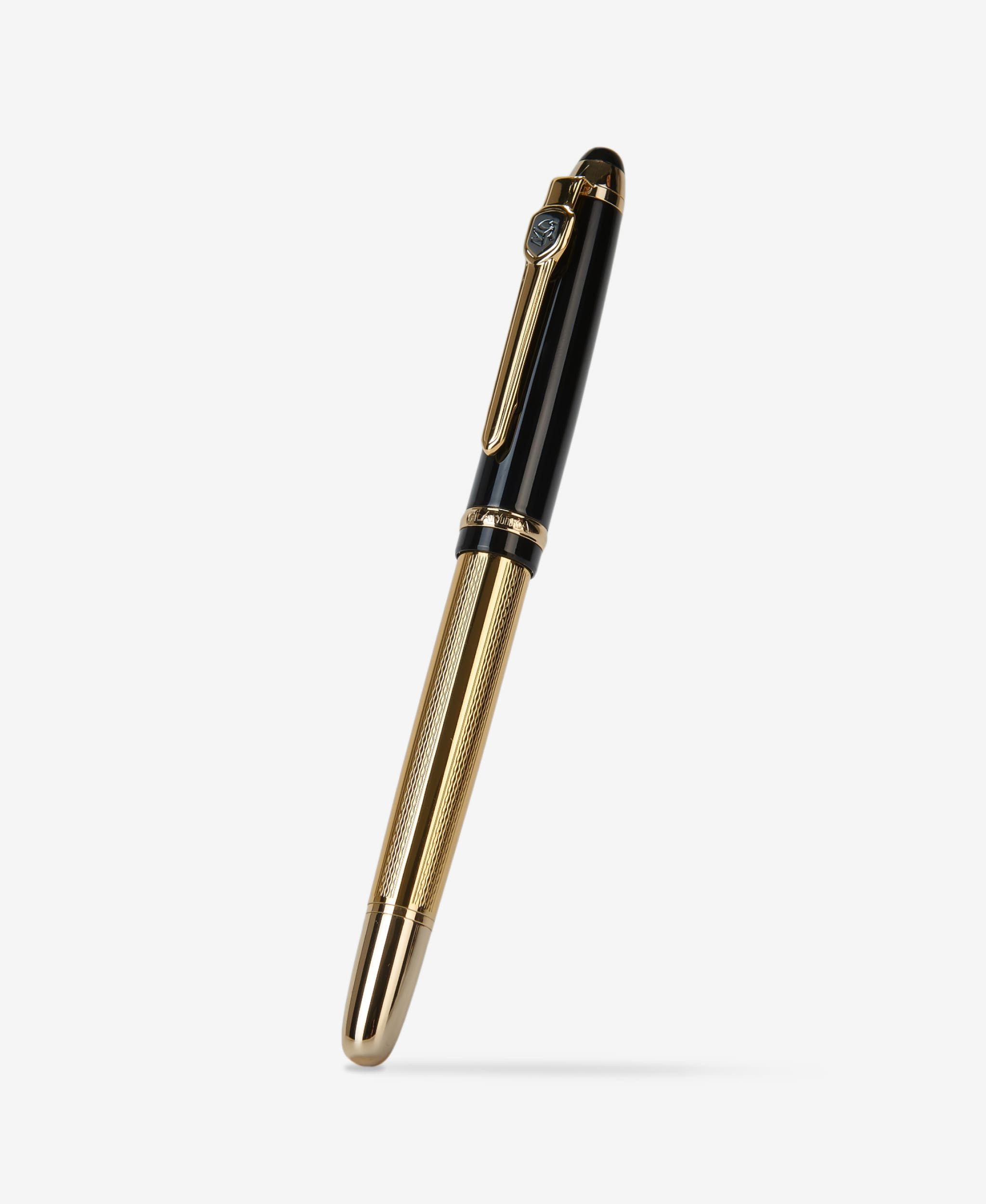 GLAMIRA Tintenroller Tintenroller - Schwarz und Gold, (1-tlg), hochwertige Messing- und Stahlkomponenten