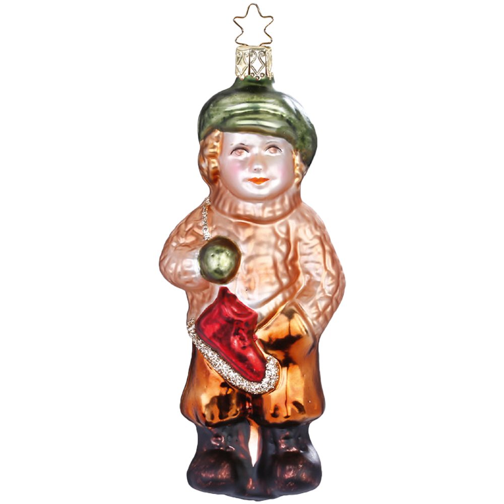 mundgeblasen, 12,5cm INGE-GLAS® Schlittschuhläufer (1-tlg), Christbaumschmuck handbemalt