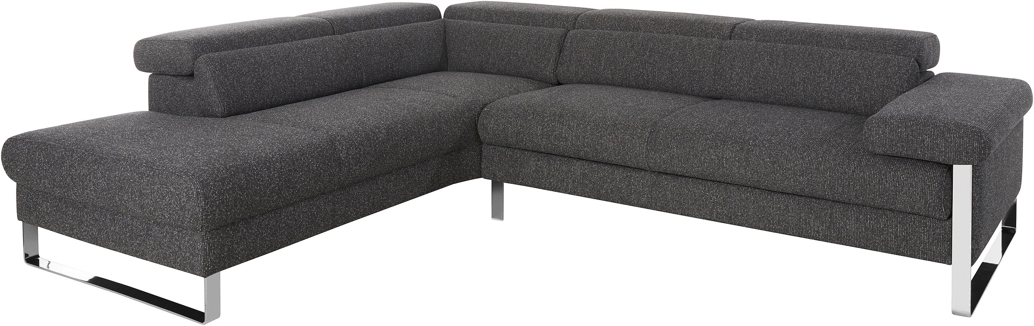 W.SCHILLIG Ecksofa finn, toller Sitzkomfort, L-Form, hochwertige Verarbeitungsdetails, German Design Award 2016, Fußgestell Chrom glänzend, Breite 281 cm