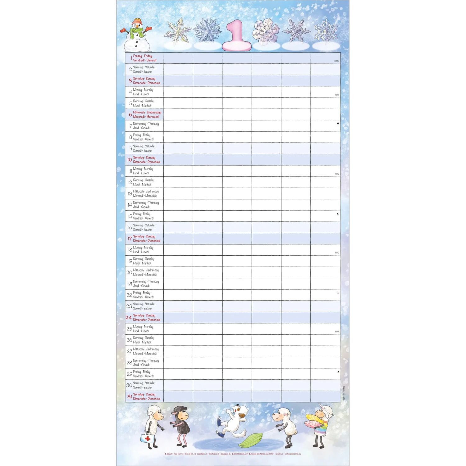 Wandkalender Familienplaner Cartoon 2027 – Bild 2 von 5