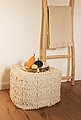 LaLe Living Pouf »Sitzhocker Doku aus Baumwolle in Elfenbeinweiß, 40 x 40 cm Boho Stil«, Bild 5