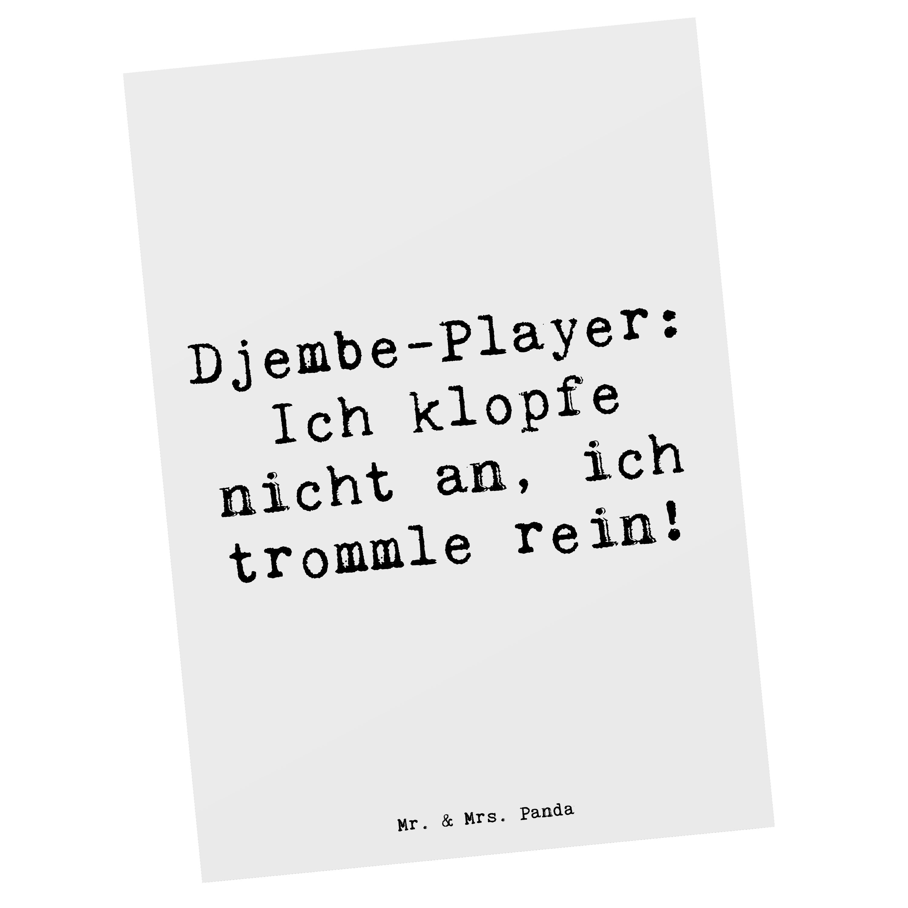 Mr. & Mrs. Panda Postkarte Spruch Djembe Rhythmus, Postkarte, Weiß, Postkarte, Ansichtskarte, Le, Trompeten Percussion-Instrument Fotokarte