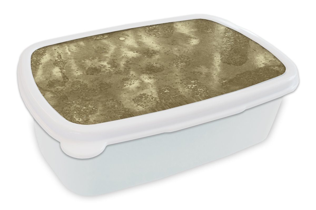 MuchoWow Lunchbox Gold - Farbe - Luxus, Kunststoff, (2-tlg), Brotbox für Kinder und Erwachsene, Brotdose, für Jungs und Mädchen weiß