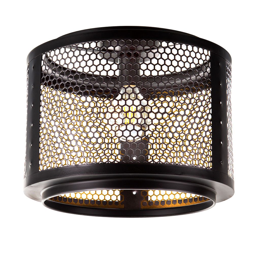 NOWA LED Deckenleuchte, Leuchtmittel inklusive, Warmweiß, LED Retro Deckenleuchte Deckenlampe Wohnzimmerleuchte schwarz gold