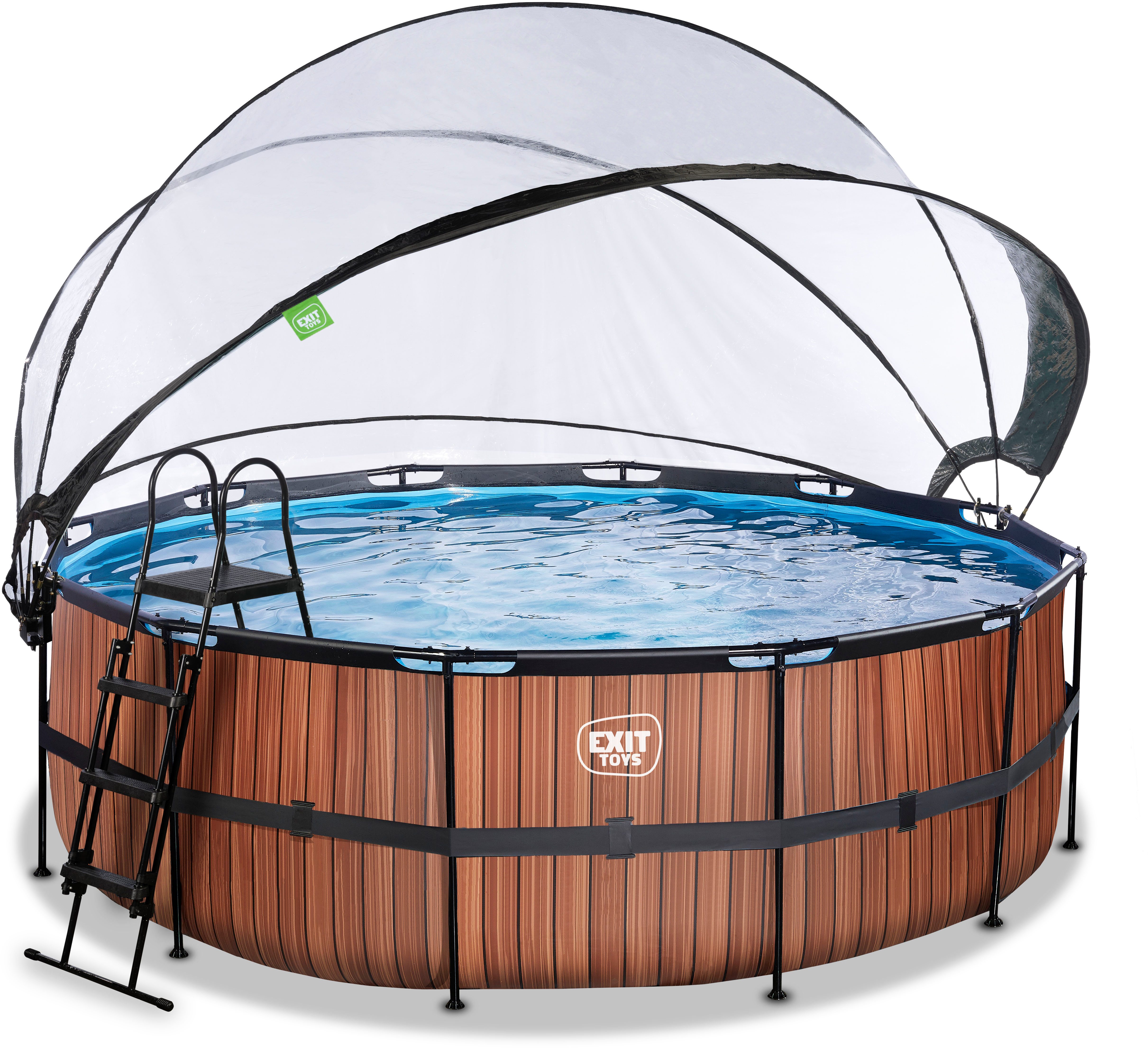 EXIT Framepool inkl. multifunktionaler Poolabdeckung (Set, 4-tlg), ØxH: 427x122 cm, mit Sandfilteranlage und Sicherheitsleiter