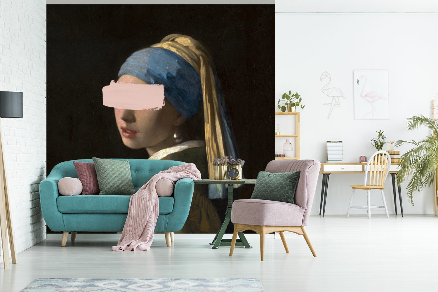 Wohnzimmer - Tapete Mädchen bedruckt, Matt, - Wandtapete für Vermeer Vinyl Fototapete mit Kunst, Schlafzimmer, St), Perlenohrring MuchoWow (5 oder