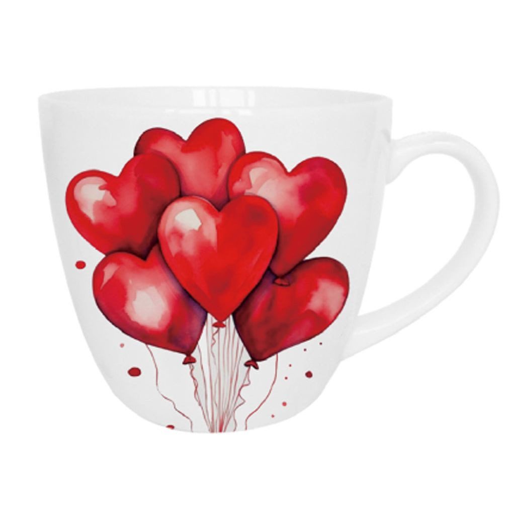 Duo-Gift Tasse Romantische Duo Tasse rote Ballons 460 ml zum Valetinstag, Romantische Duo Tasse rote Ballons 460 ml zum Valetinstag