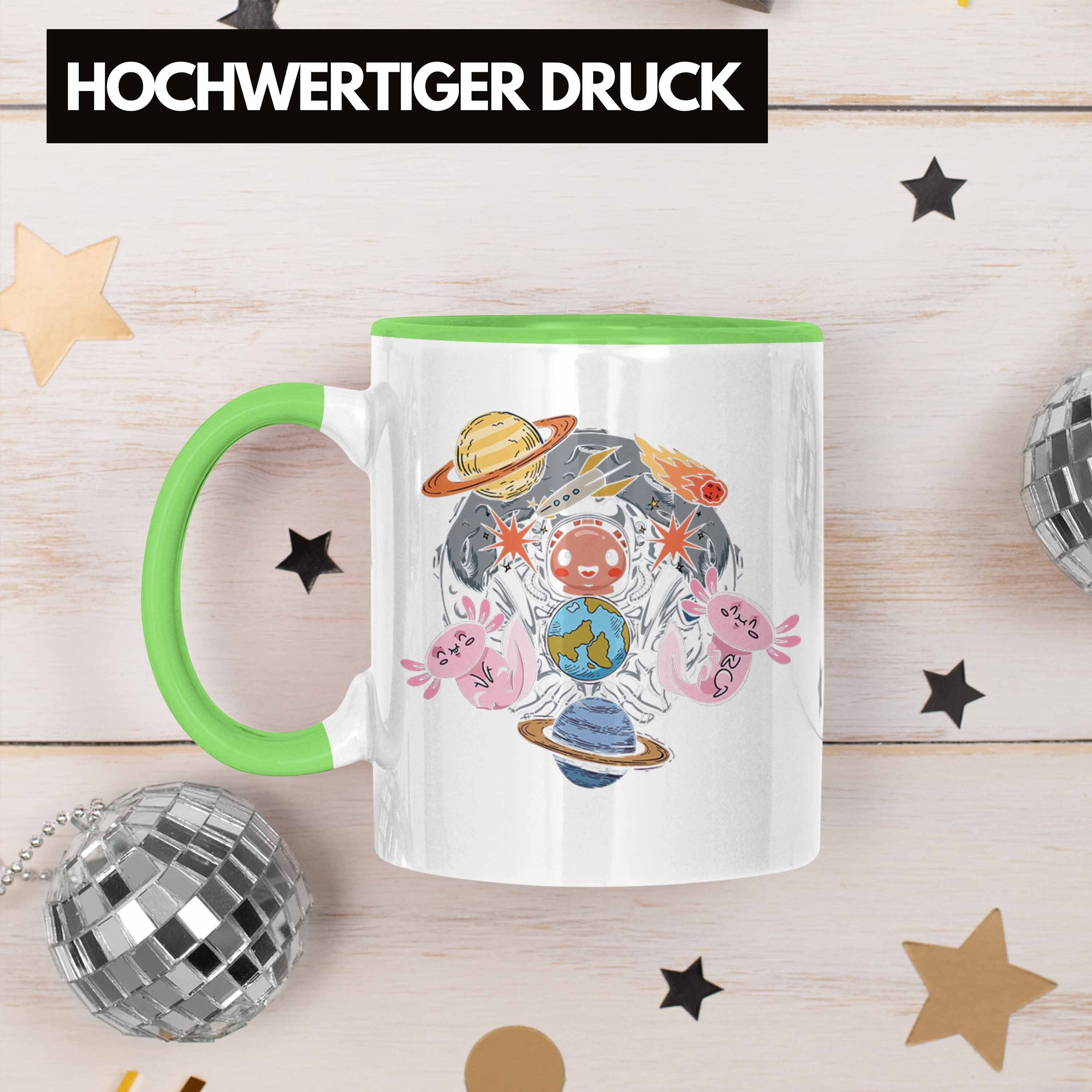 Trendation Tasse Trendation Lustig Grafik Geschenk Schwanzlurch Axolotl Geschenkidee Grün - Tasse Tiere Coole