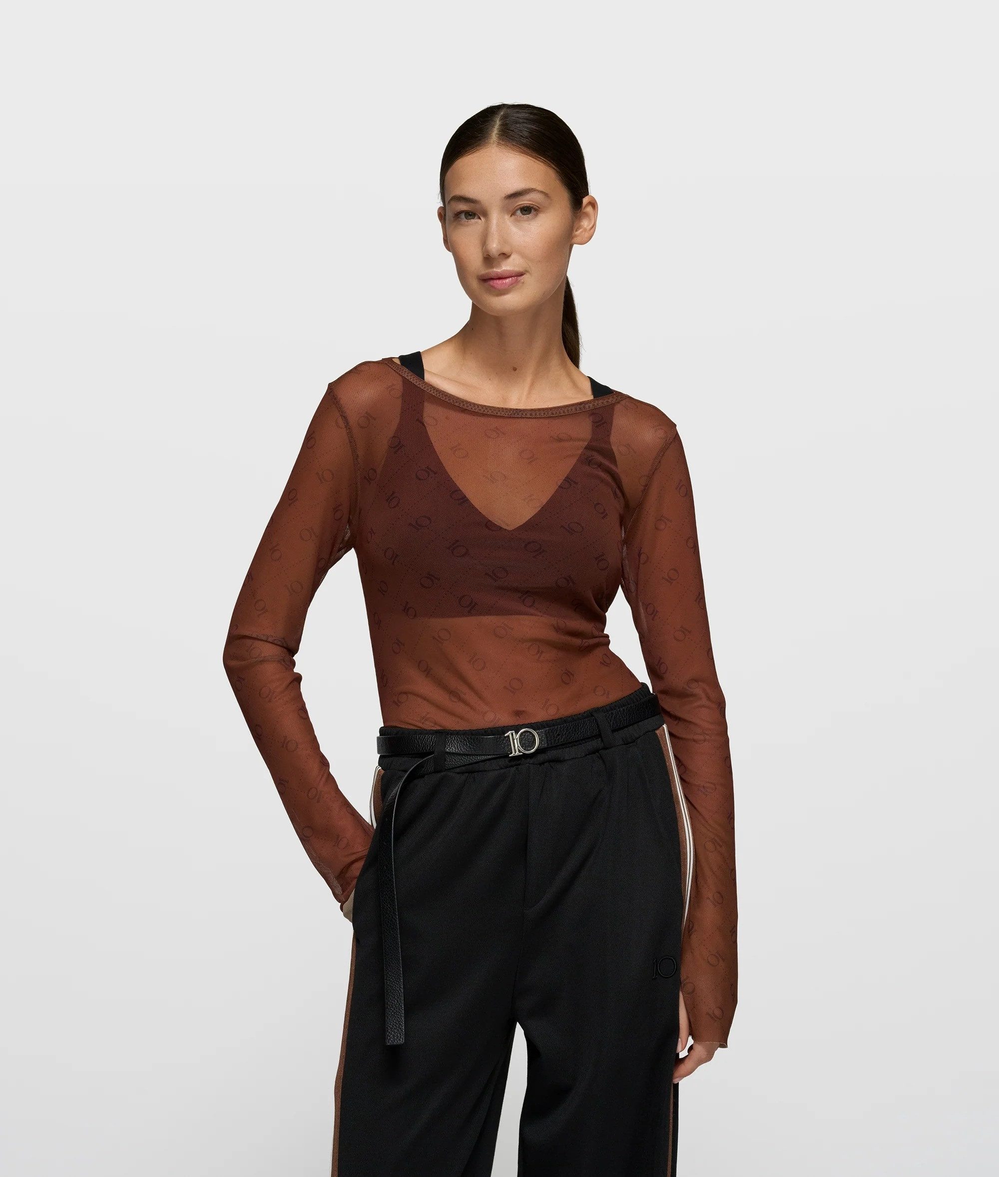 10DAYS T-Shirt mesh long sleeve monogram