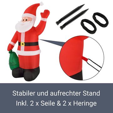 Juskys Weihnachtsmann XL, 180 cm, LED Licht, integriertem Gebläse, spritzwassergeschützt