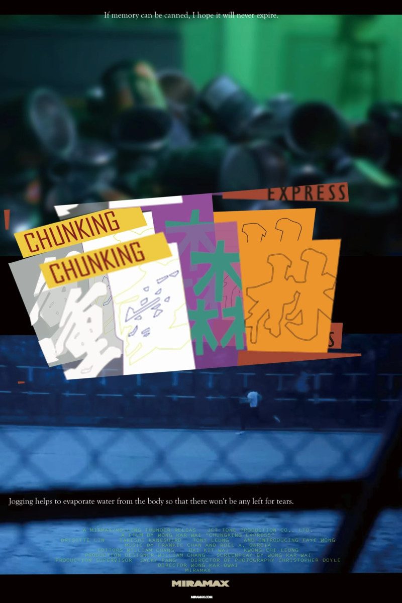 TPFLiving Kunstdruck (OHNE RAHMEN) Poster - Leinwand - Wandbild, Chungking Express Wong Kar Wai Klassischer Liebesfilm Leinwandgemälde (Leinwandbild XXL), Farben: Gelb, Schwarz, Weiß, Orange, Blau -Größe: 20x30cm