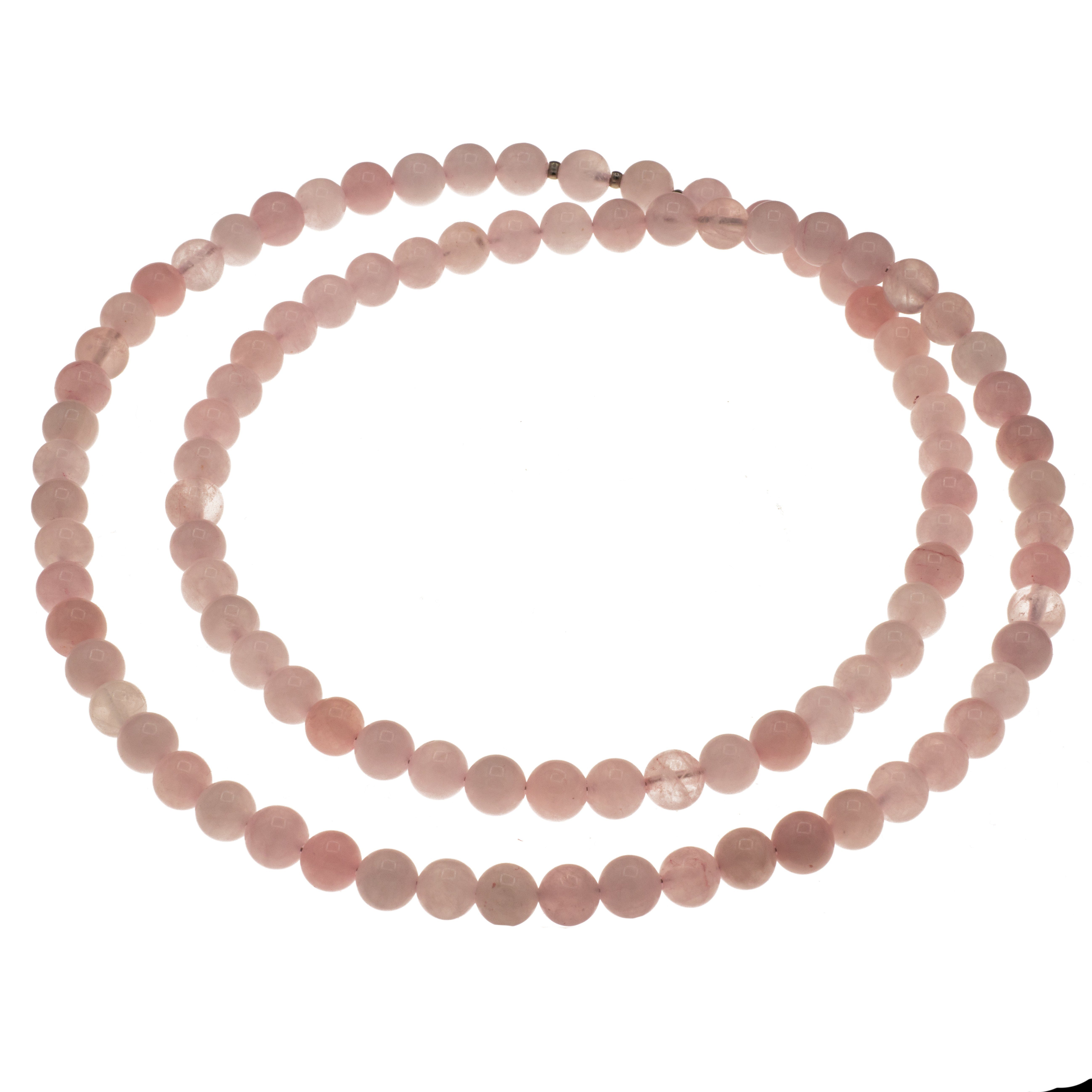 Perlenkette Rosenquarz Kette 8 mm Perlen 80 cm Länge geschlossen