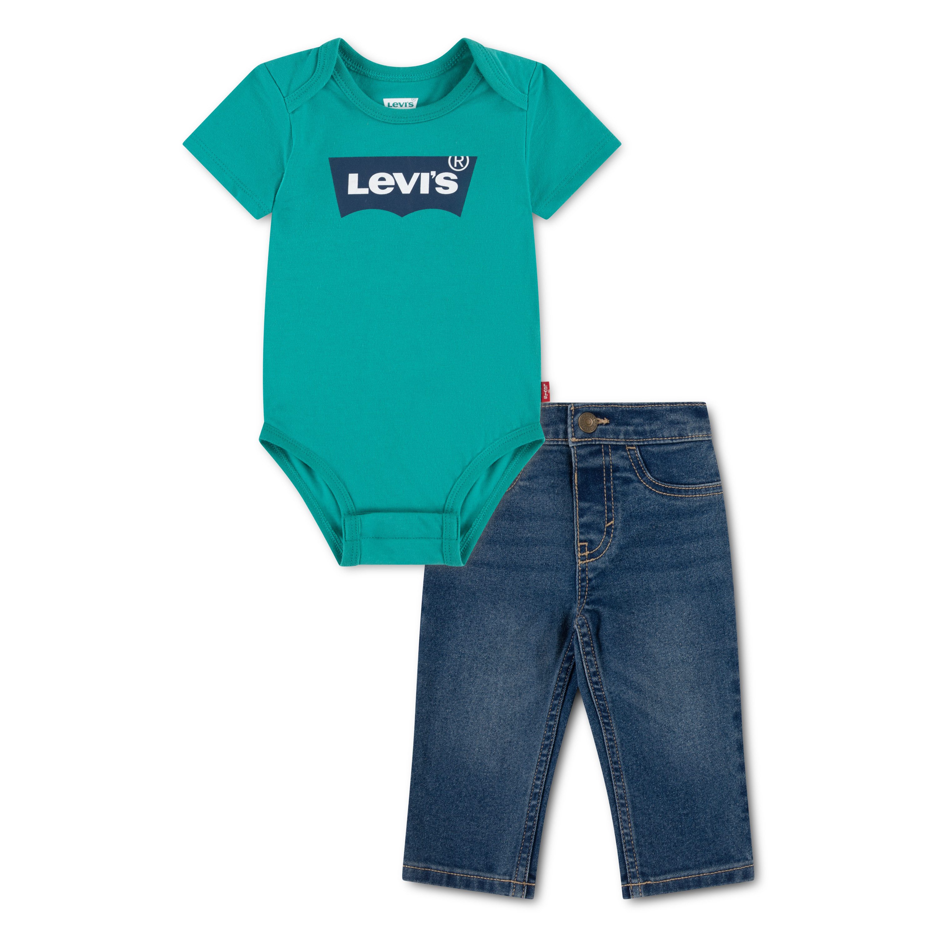 Levi's® Kids Body & Hose LVB CORE TEE & DENIM PANT SET (Set, 2-tlg., Body & Jeans) Kurzarmbody mit Logoprint und Rundhalsausschnitt