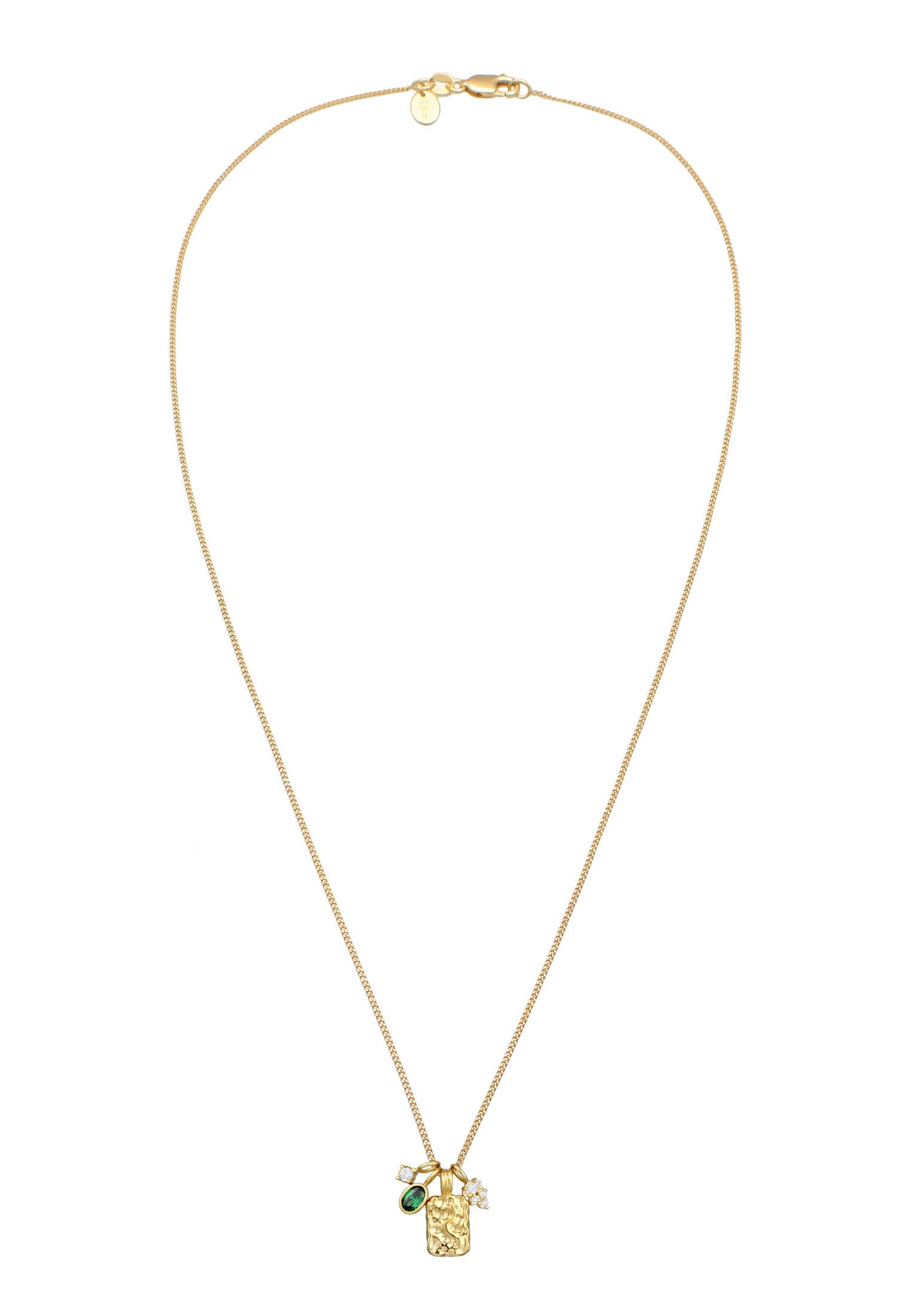 Elli Premium Kette mit Anhänger Anhänger Organic Zirkonia Grün 925 Sterling Silber vergoldet