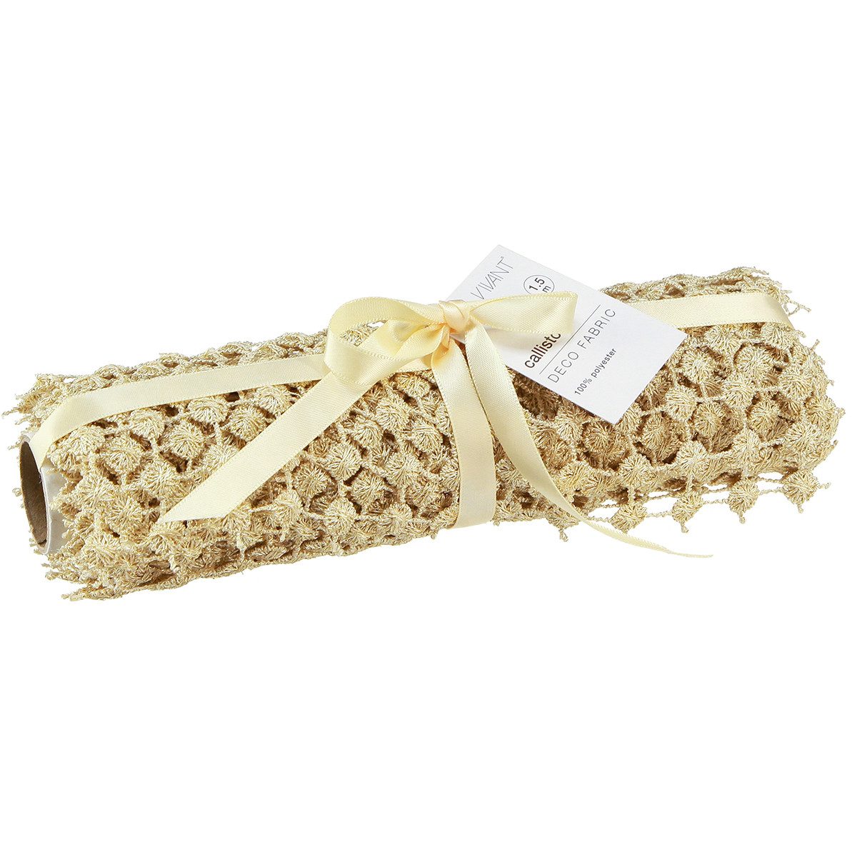 Vivant Decorations B.V. Tischläufer Tischband Gitter Gold Creme Glitter 19cm x 1,5m Dekoband
