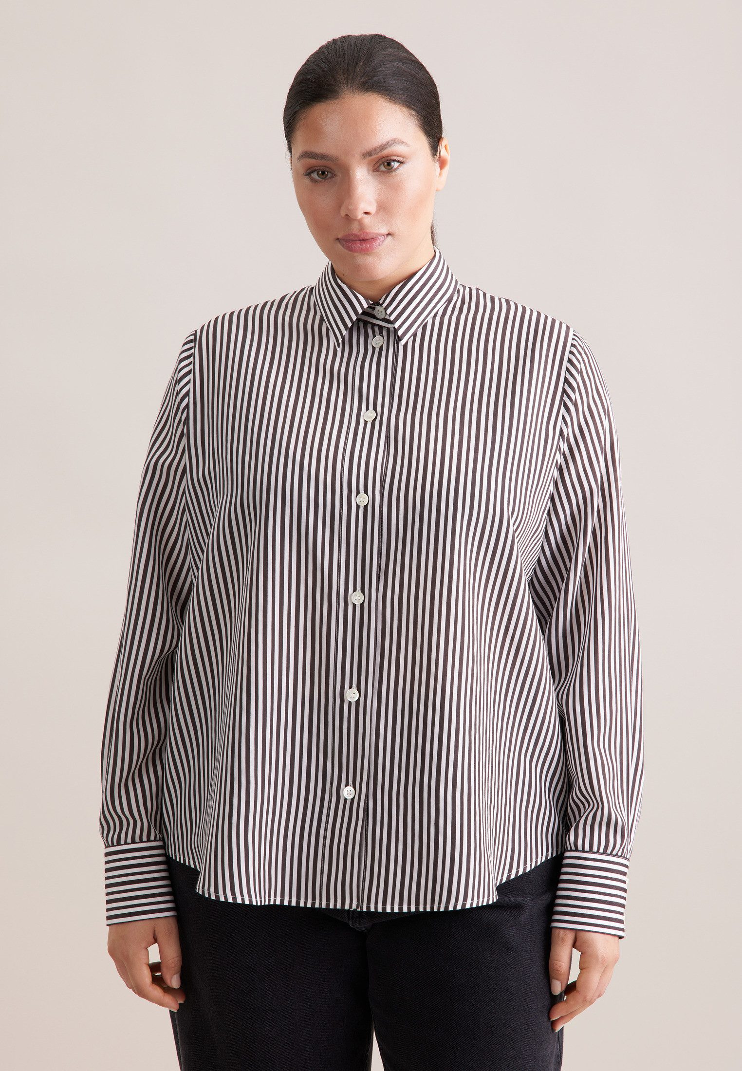 seidensticker Klassische Bluse Schwarze Rose 1/1 Gestreift