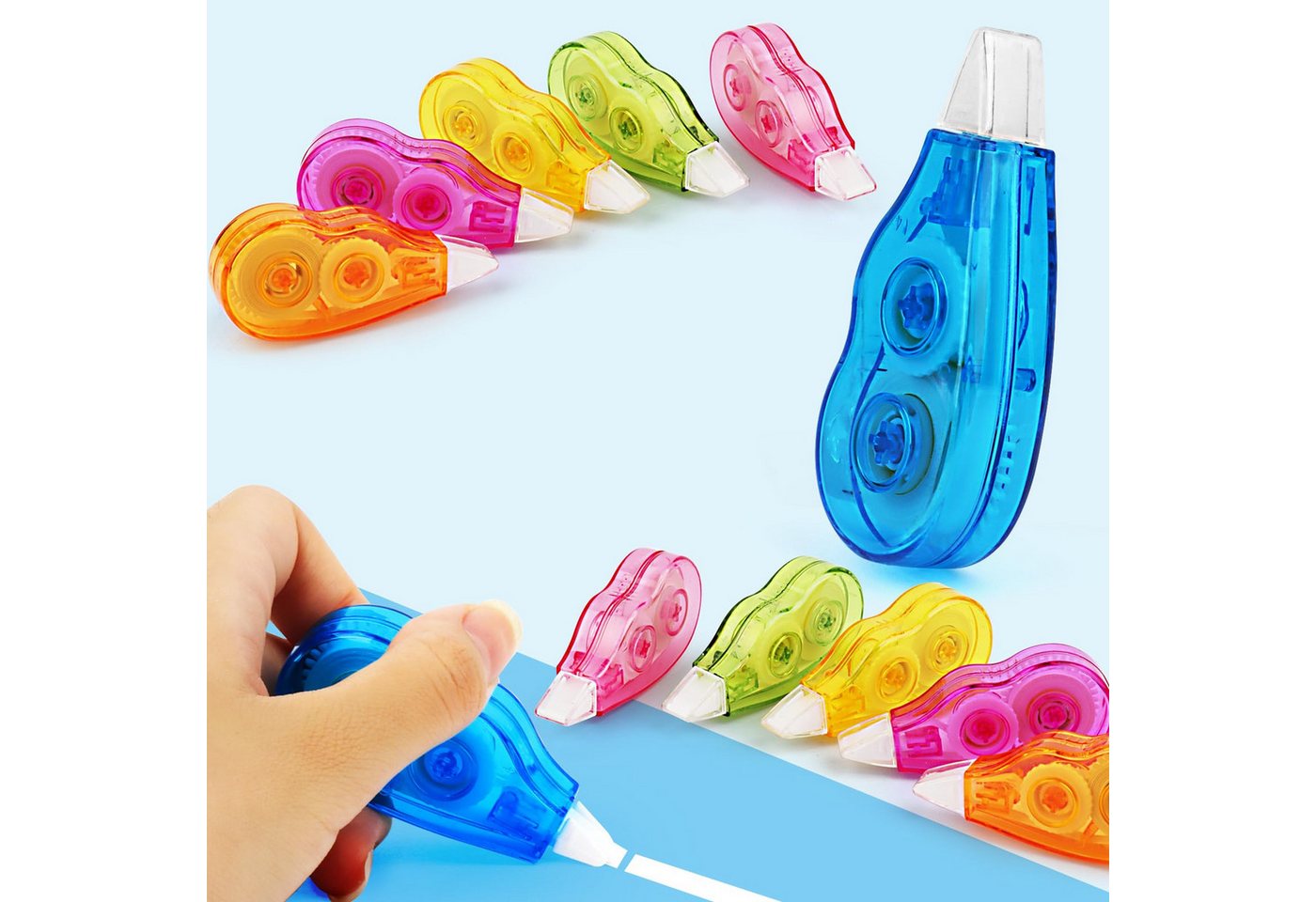 FOUORTUNATE-BEE Tintenkiller 12er Korrekturroller-Set mit Schutzkappen für Schule & Lernen, (12-tlg), Praktisches Korrekturroller-Set für Kinder zum Schulstart