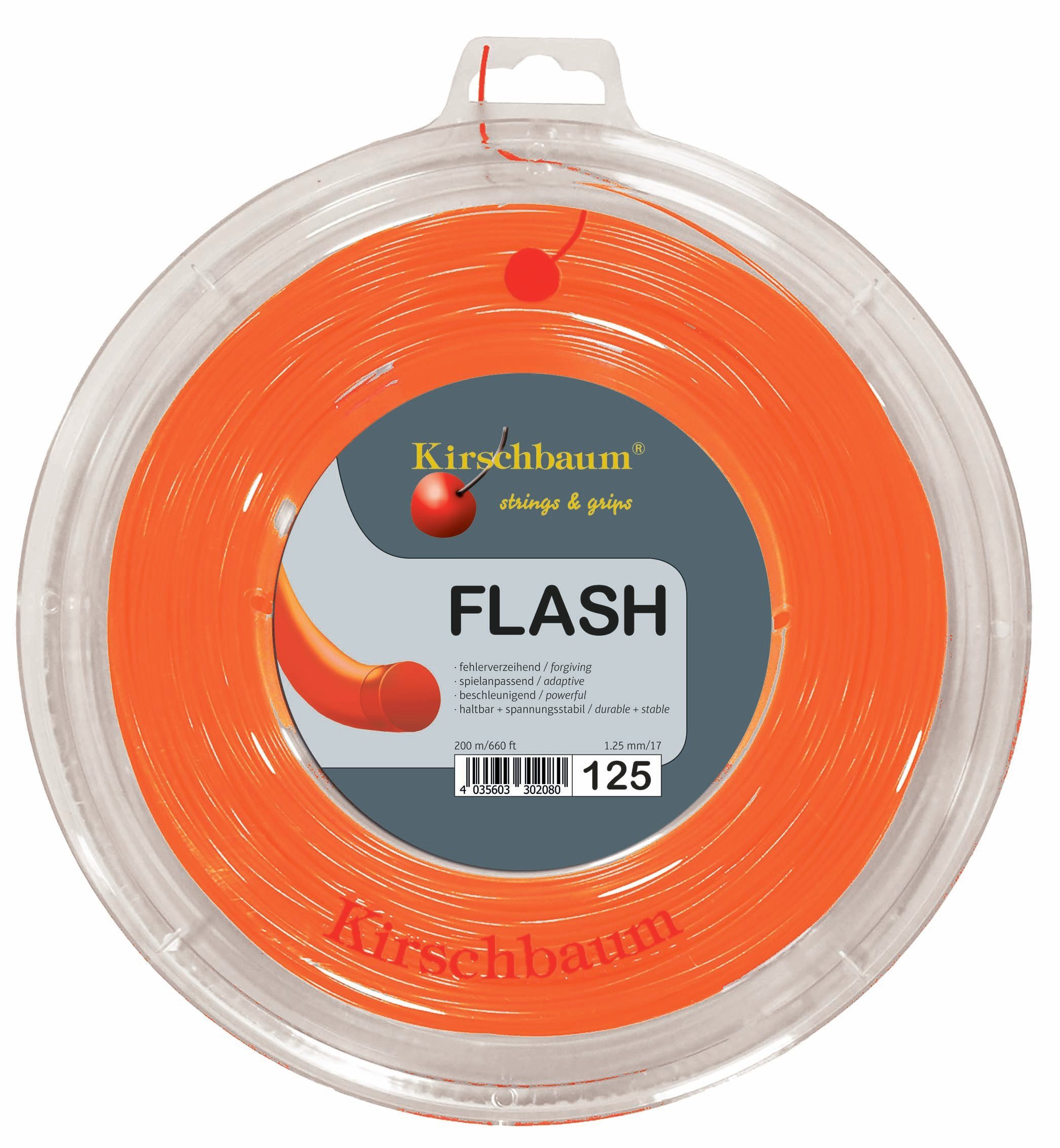 Tennissaite Flash (Haltbarkeit+Power) orange 200m Rolle