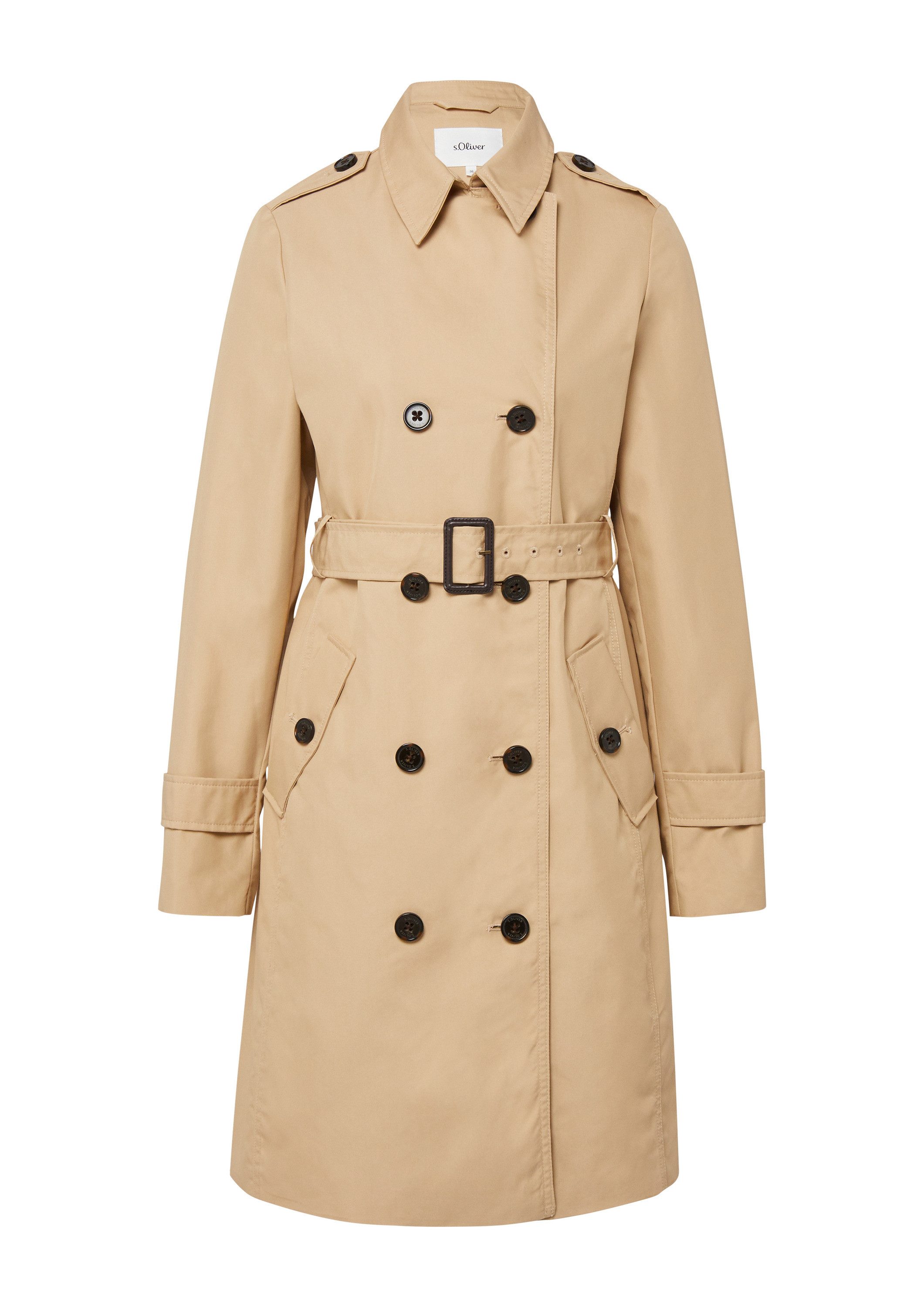 s.Oliver Trenchcoat Outdoor-Mantel Wasserabweisender Trenchcoat im Slim Fit