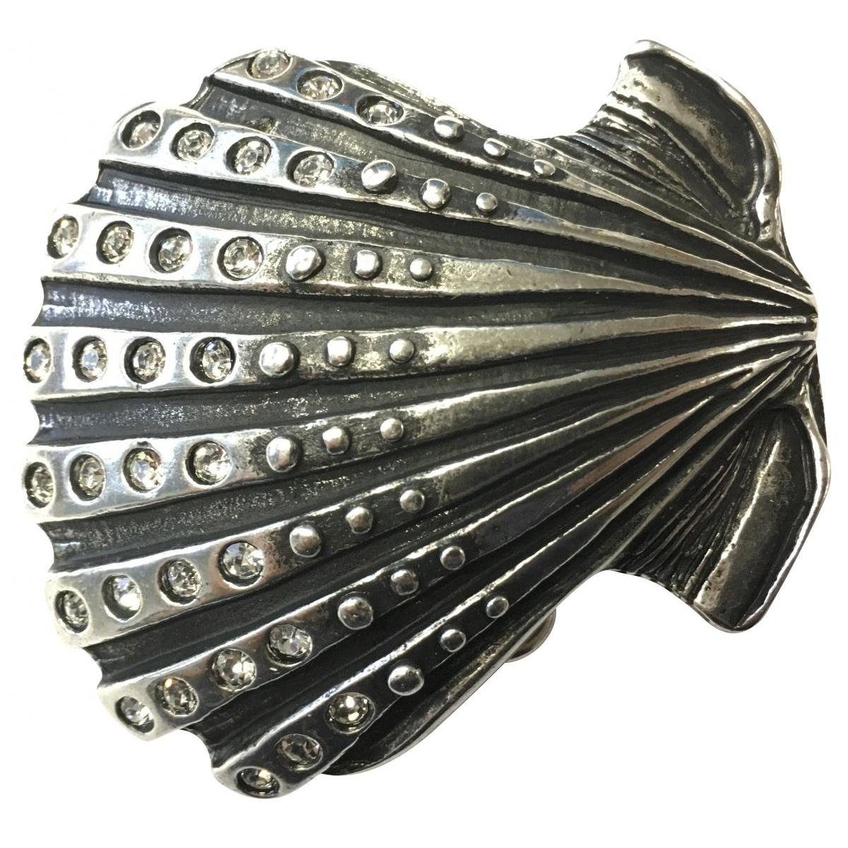 BELTINGER Gürtelschnalle Shell 4,0 cm - Buckle Wechselschließe Gürtelschließe 40mm - Gürtel bis Silber