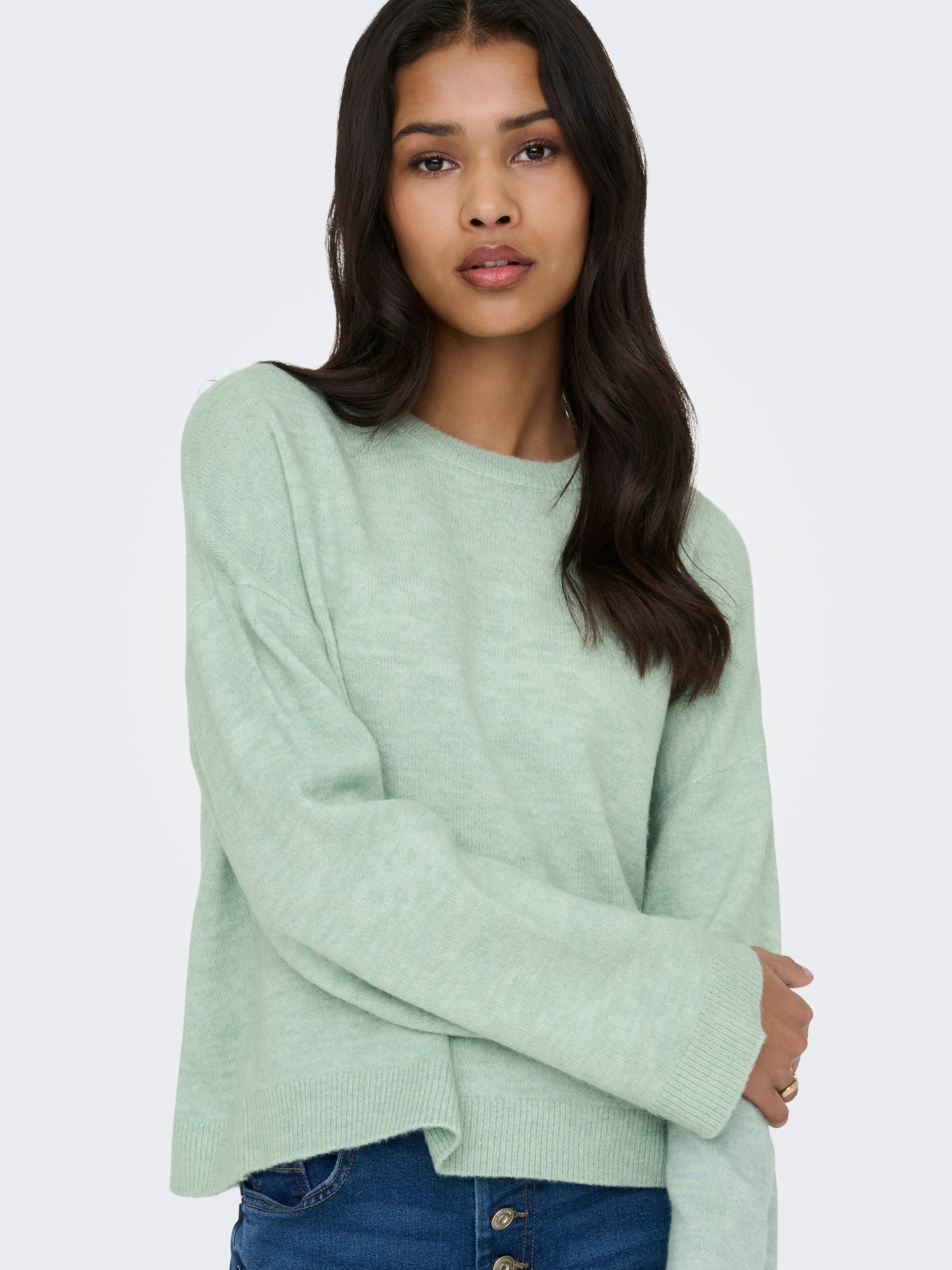 ONLY Rundhalspullover ONLSIMONI L/S O-NECK PULLOVER KNT NOOS Materialmix, regular fit