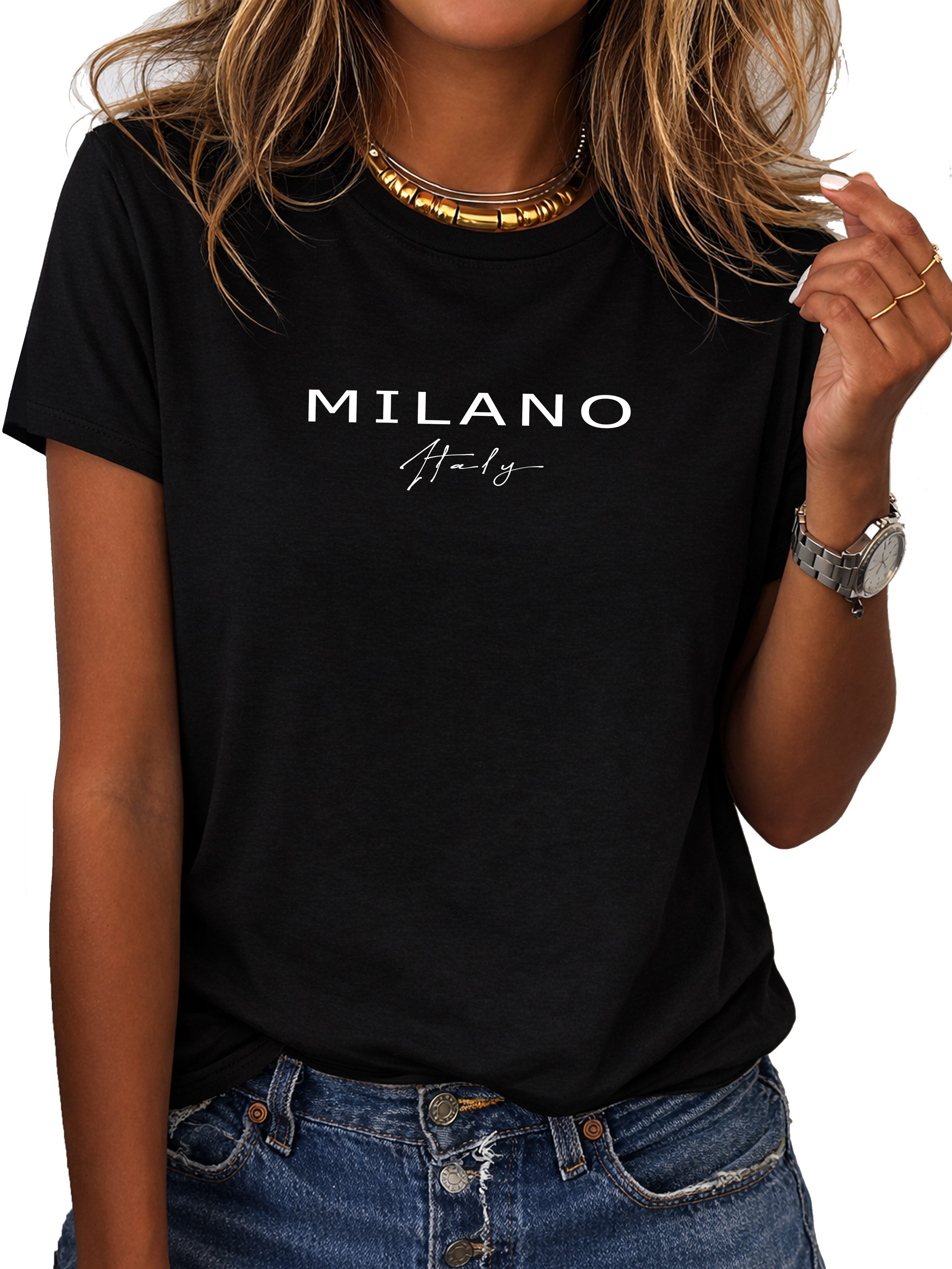 RMK T-Shirt Damen Shirt Basic Rundhals Glücklich Be Happy aus 100% Baumwolle