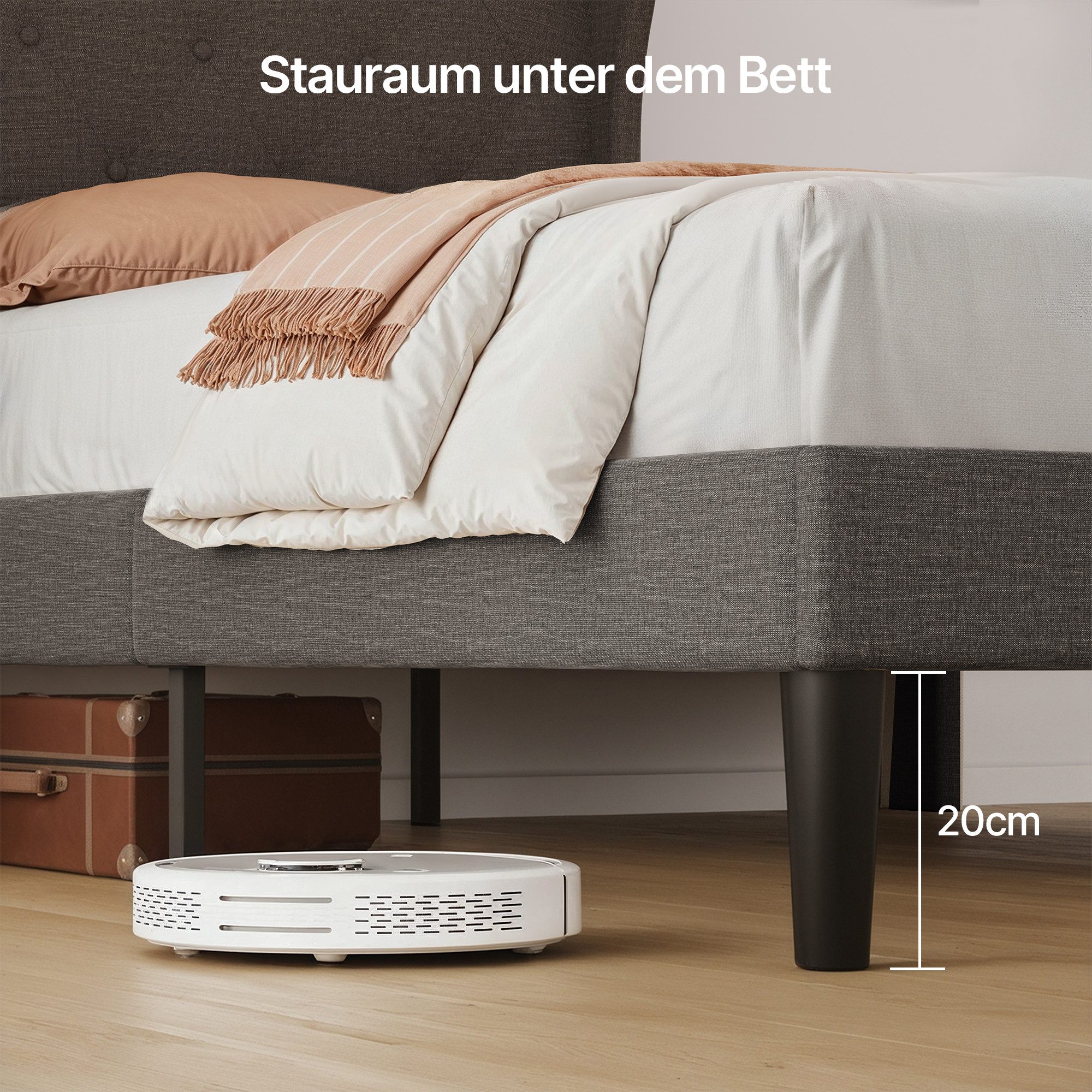 Bealife Bettgestell mit Kopfteil und Lattenrost, Doppelbett, Einzelbett,3 Modelle (90x200, 120x200, 140x200cm)