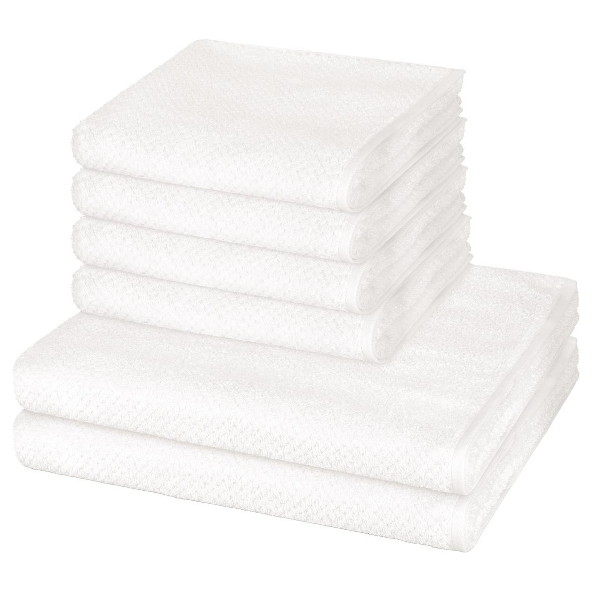 Cawö Handtuch Set Pure, Walkfrottee (Spar-Set, 6-St), 4 X Handtuch 2 X Duschtuch im Set - Baumwolle - Saugstark