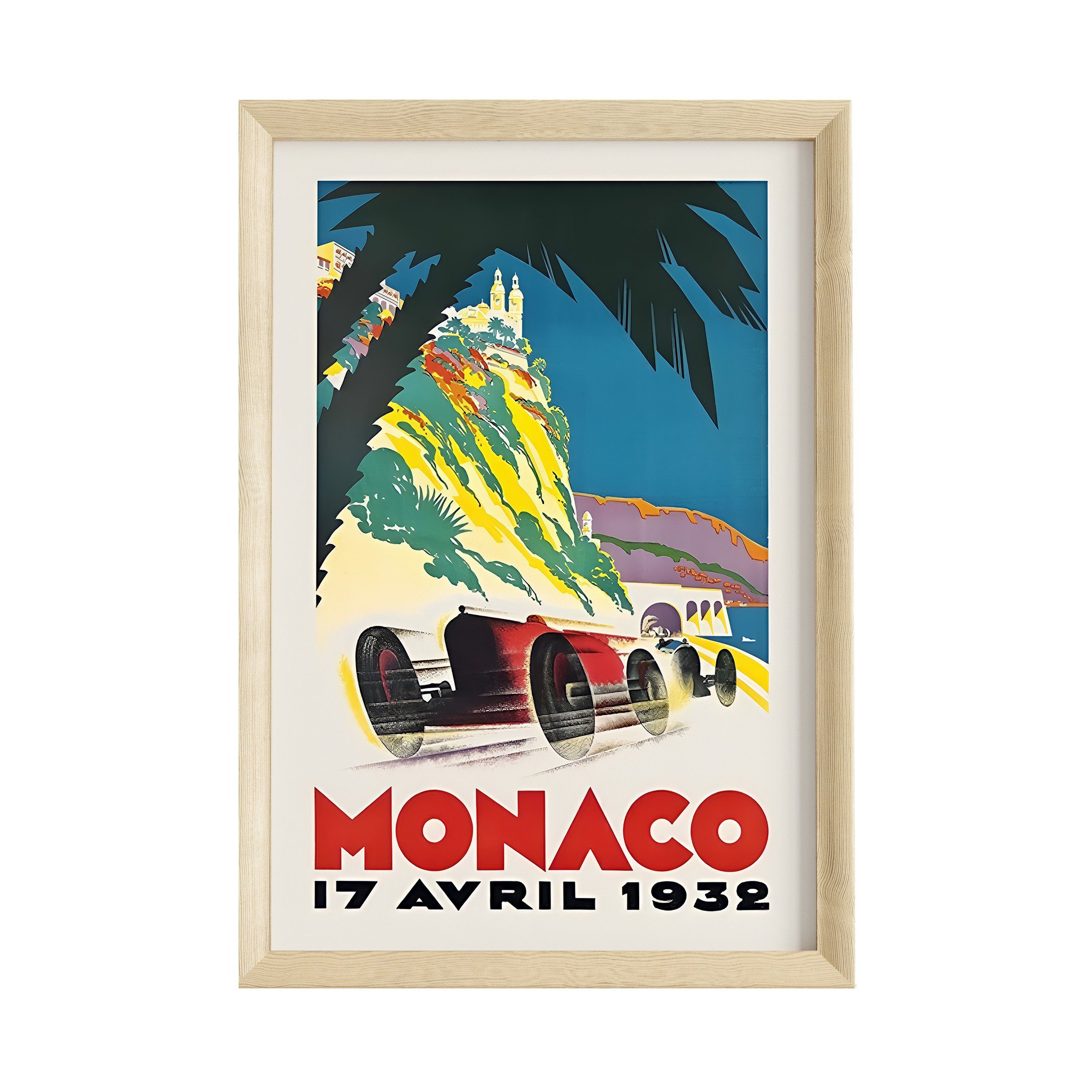 JUSTGOODMOOD Poster Premium ® Monaco Retro Rennwagen Poster · ohne Rahmen