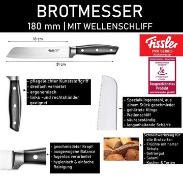 Fissler Brotmesser Profi 180mm Edelstahl Brötchenmesser, Brotmesser mit Wellenschliff, Frühstücksmesser, Brotzeitmesser, Brotschneidemesser, Bread-knife