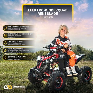Actionbikes Motors Elektro-Kinderquad Mini Kinder Elektroquad Reneblade 1000 W 48 V, Pocket Quad - Safety Touch - gelochte Scheibenbremse - bis 25 km/h