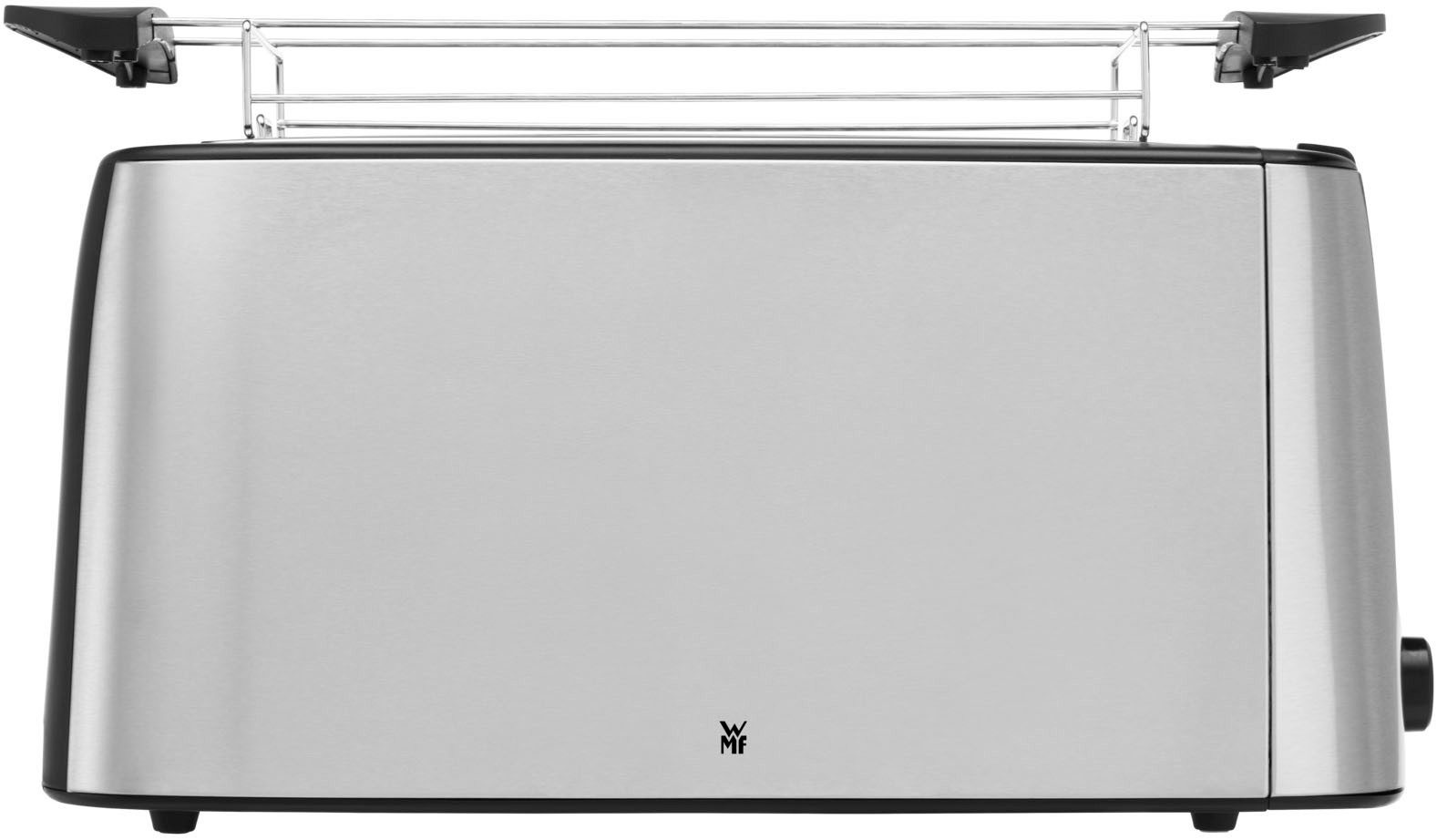 WMF Toaster Bueno Pro, Doppel-Langschlitz-Toaster, XXL Toast, Brötchenaufsatz, 2 lange Schlitze, für 4 Scheiben, 1550 W, 6 Bräunungsstufen, Brotzentrierung, Krümelschublade, Cromargan Gehäuse