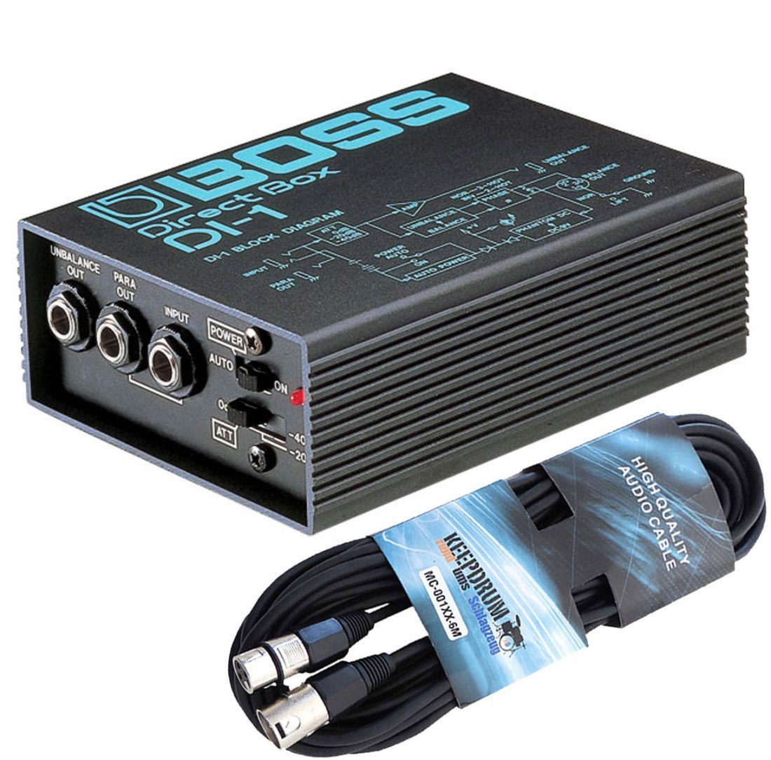 Boss DI-1 aktive DI-Box mit XLR Kabel Digitales Aufnahmegerät