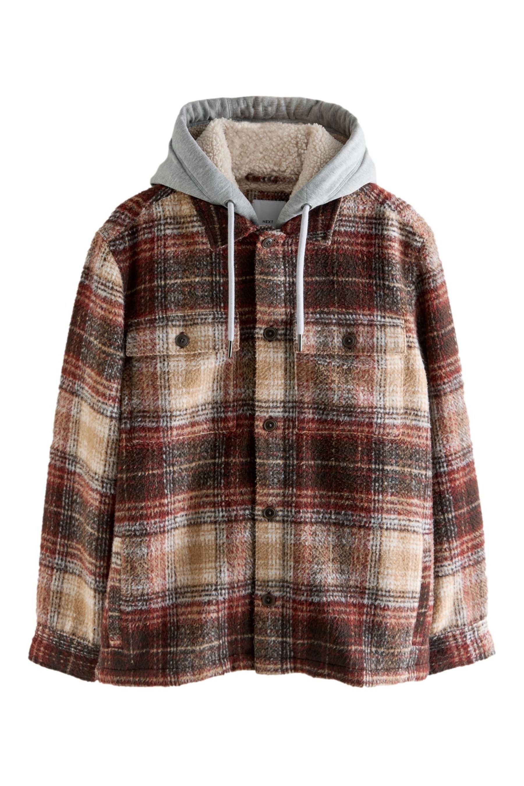 Next Hemdjacke Karierte Hemdjacke mit Kapuze und Borgfutter (1-St)