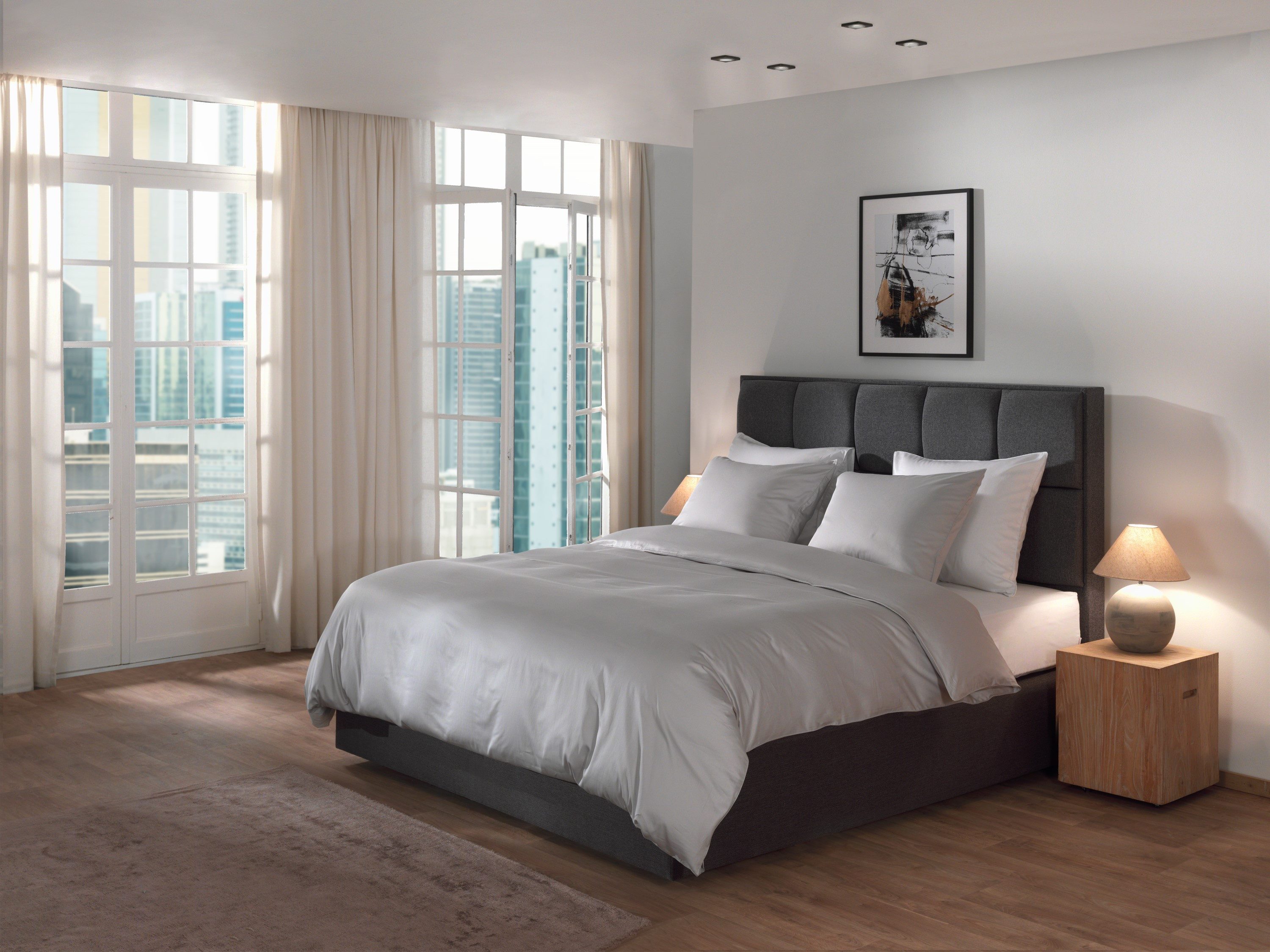 YELLOW Bettwäsche Suite Dubai Dbo 240 Vaporous Grey 240x220 Vaporous-Grey Uni, Mako Satin, 3 teilig, Bettwäsche 240x220 Baumwolle Mako Satin Uni Hotelverschluss – Bild 2 von 4