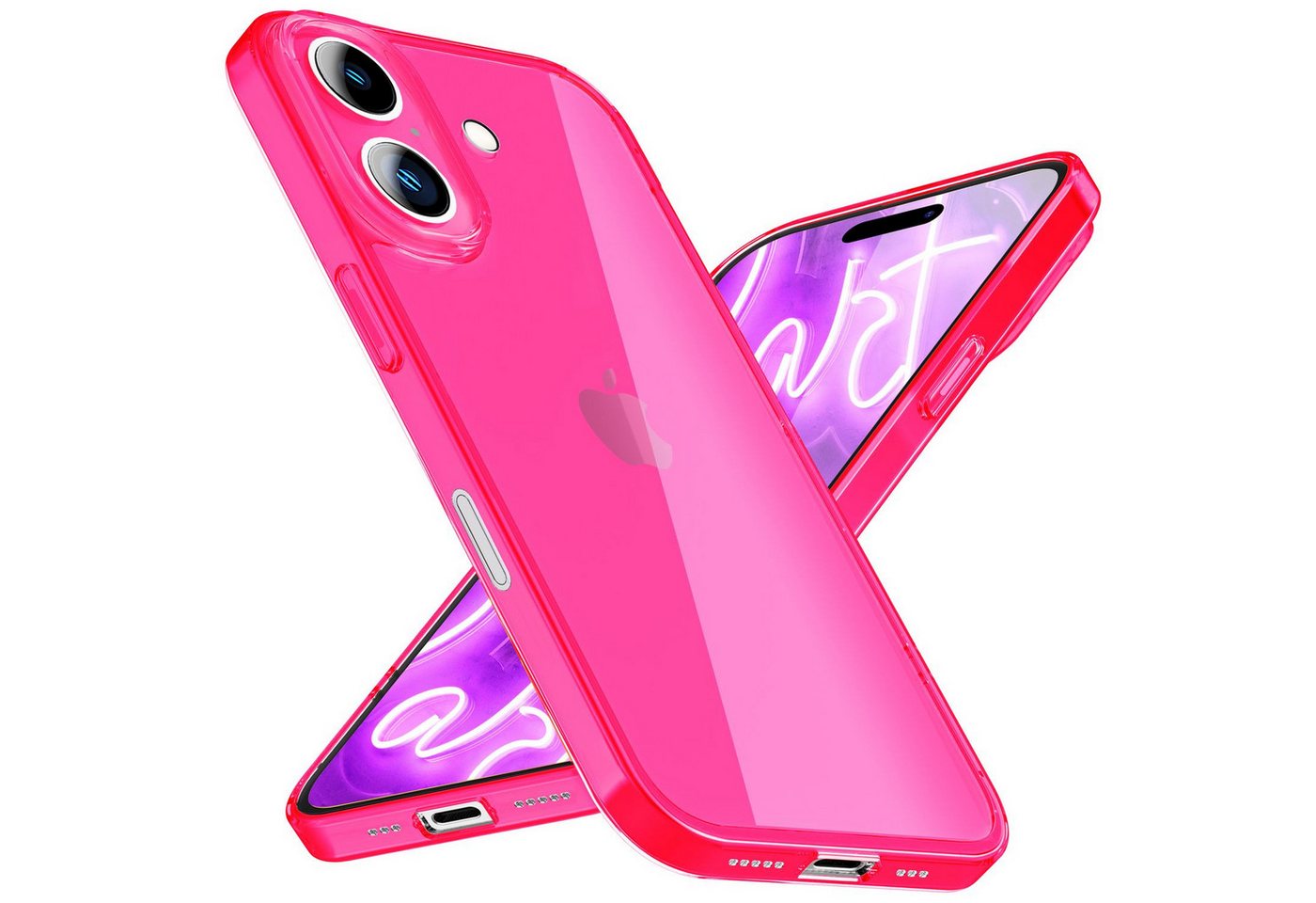 Nalia Smartphone-Hülle Apple iPhone 16 15,5 cm (6,1 Zoll), Klare Neon Silikon Hülle / Bunt / Durchsichtig Transparent / Slim Case