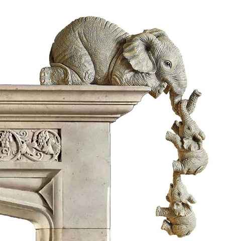 HYTIREBY Tierfigur Elefant Statue 3 Stücke skulptur Deko Set,Handbemalte Sammelfiguren (3 St), für Home Office, Figur Harz Handwerk Ornamente