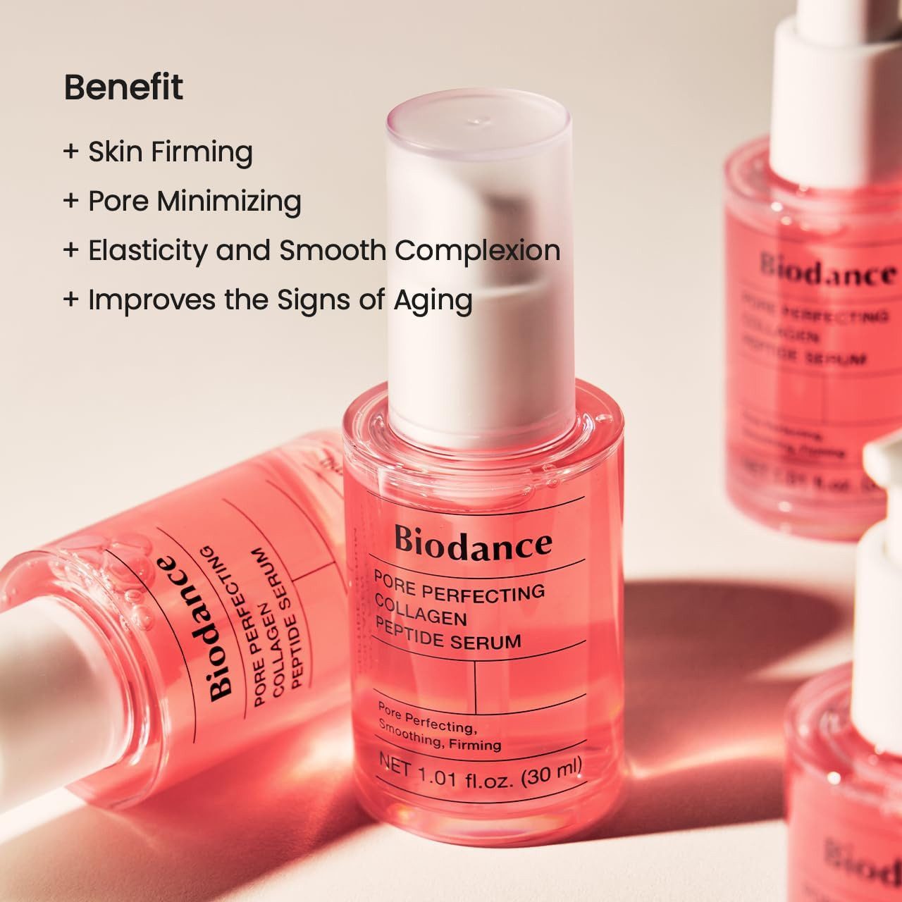 Biodance Gesichtsserum Pore Perfecting Collagen Peptide Serum 30ml – Porenverfeinerndes Serum mit 243Da Kollagen & 10 Peptide Komplex – Hautpflege für glatte, Hautstruktur, mehr Elastizität & Glow – Koreanische Hautpflege