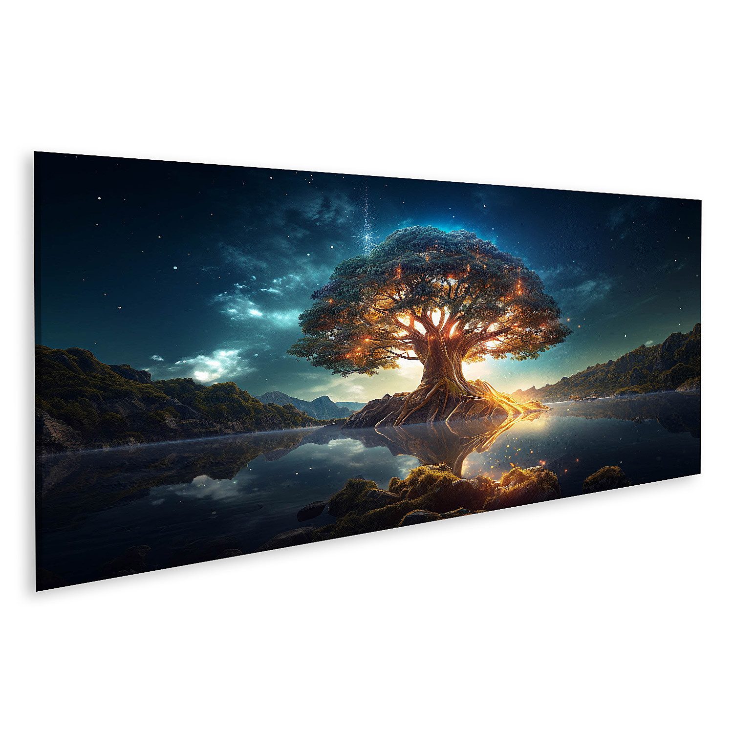 islandburner Leinwandbild Yggdrasil Leuchtender Baum Leben günstig online kaufen