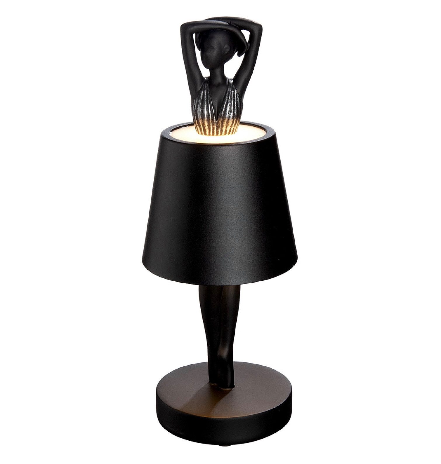 GILDE LED Schreibtischlampe Tischleuchte Ballerina Odette LED Schwarz 2er Set, LED fest integriert
