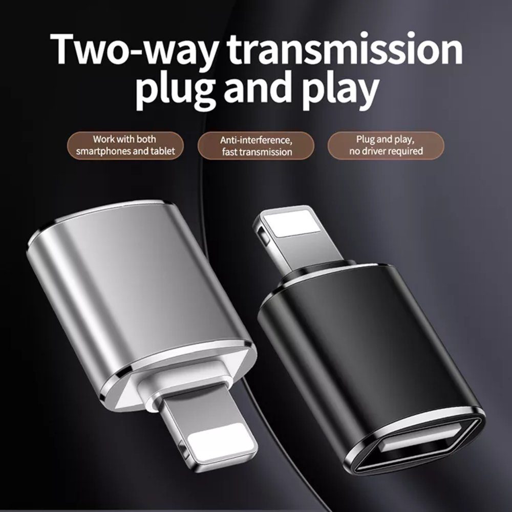 TradeNation USB A 3.0 auf Lightning Adapter OTG iPhone iPad USB-Stick Daten Laden Smartphone-Adapter Lightning zu USB 3.0 Typ A, Schnelles Laden, Plug & Play, USB 3.0