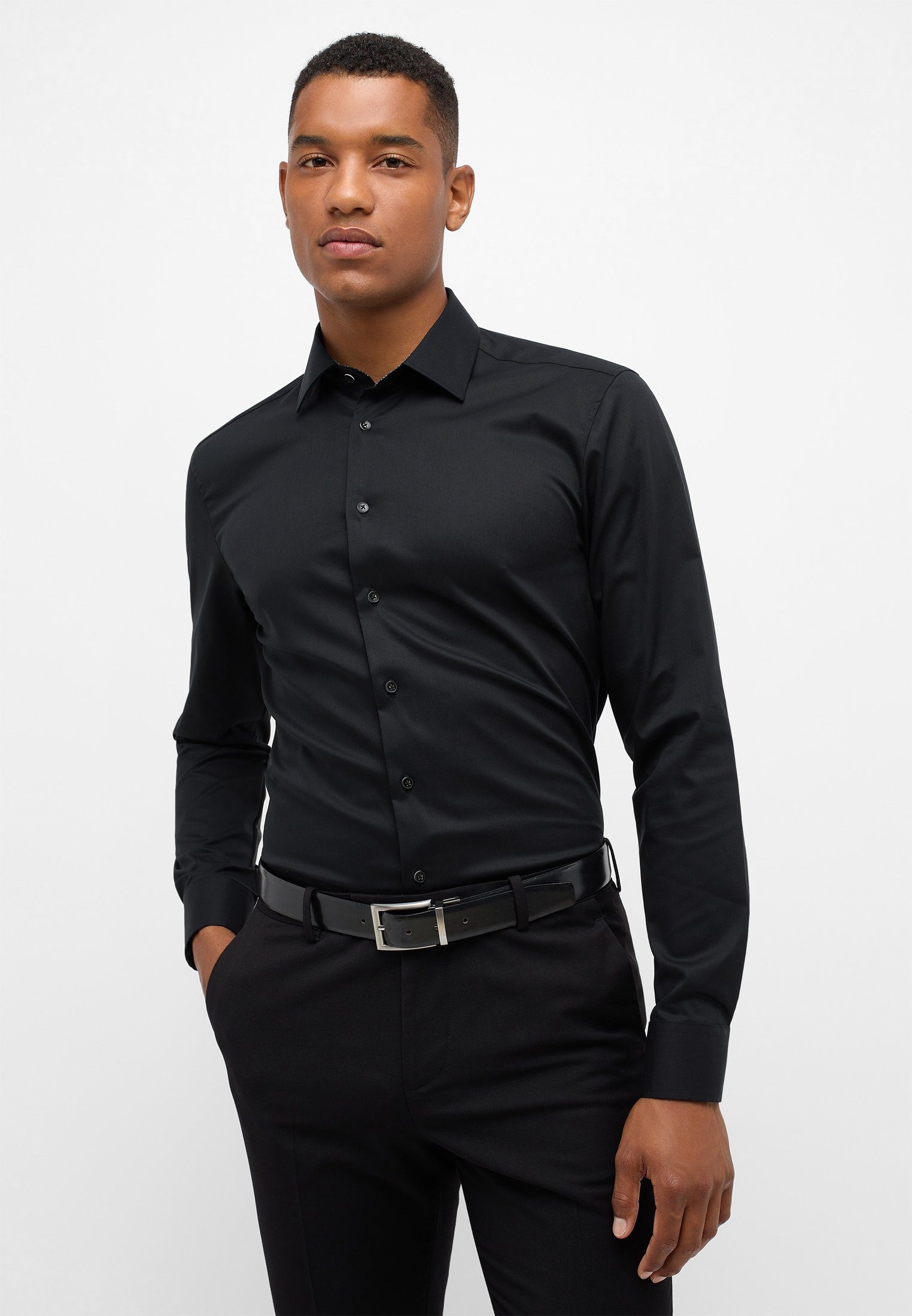 Eterna Langarmhemd SLIM FIT schwarz